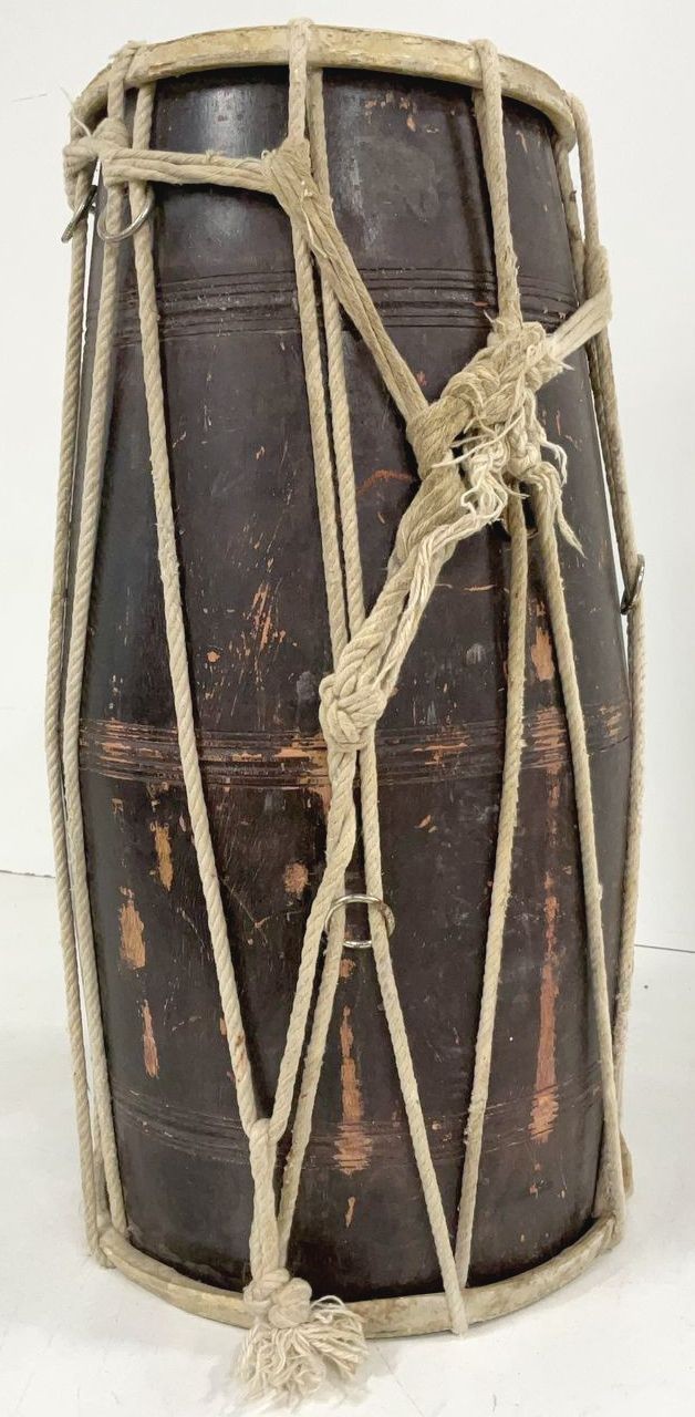Large Wooden Two-Ended Hide Drum