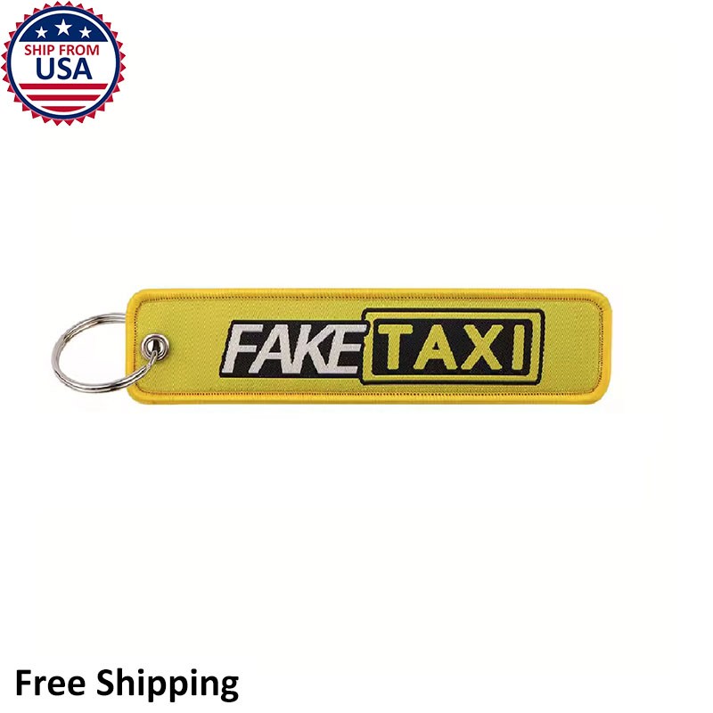 Fake Taxi Keychain Yellow Racing Car Accessory Gift Travel Luggage Bag Tag