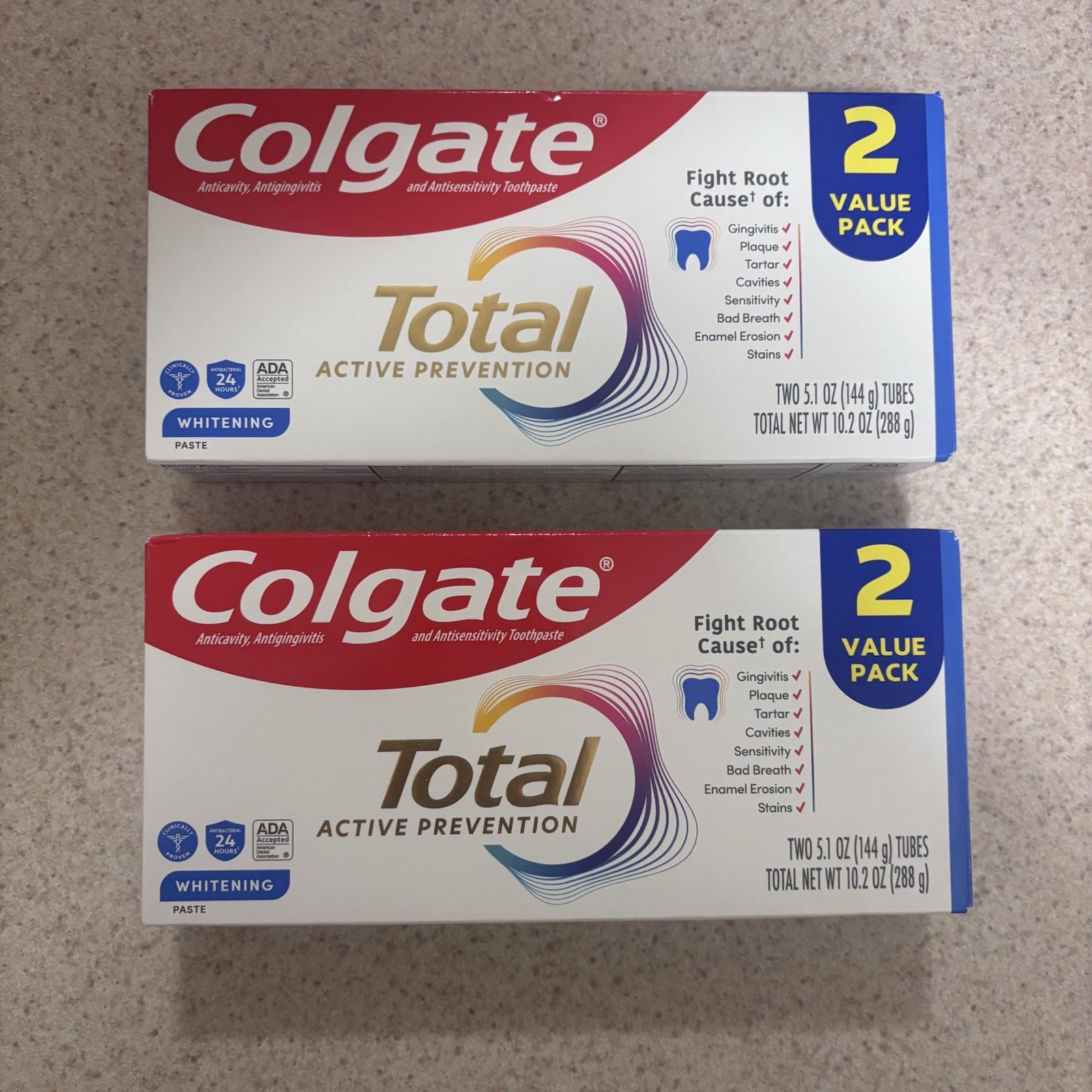 4 Tubes: Colgate Total Whitening Gel Toothpaste 5.1oz EXP 07/27