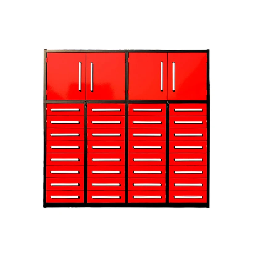7FT Red Pro Duty Steel 32 Drawer & 2 Cabinet Tool Cabinet All-in-One Workstation