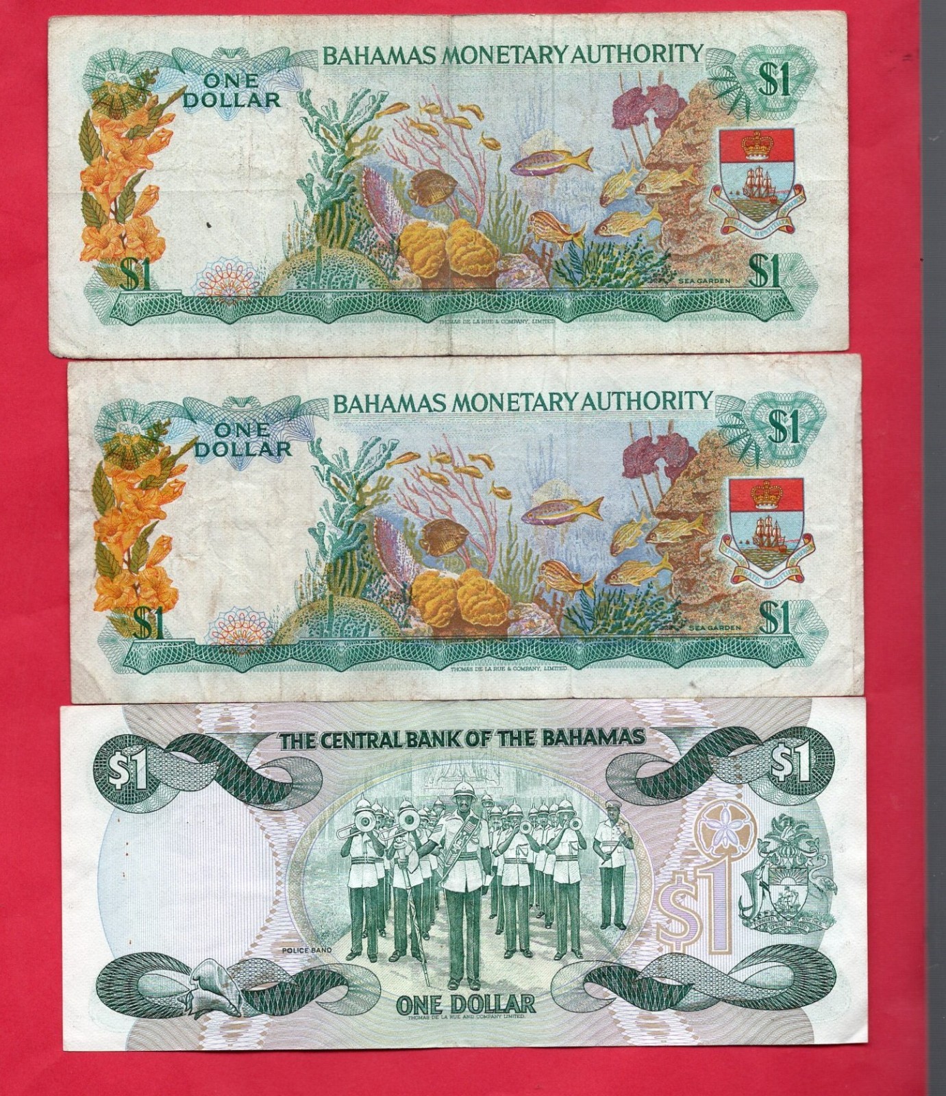 [[ 6 ]] BAHAMAS $1 ONE DOLLAR 1965,2000,2001 BANKNOTES