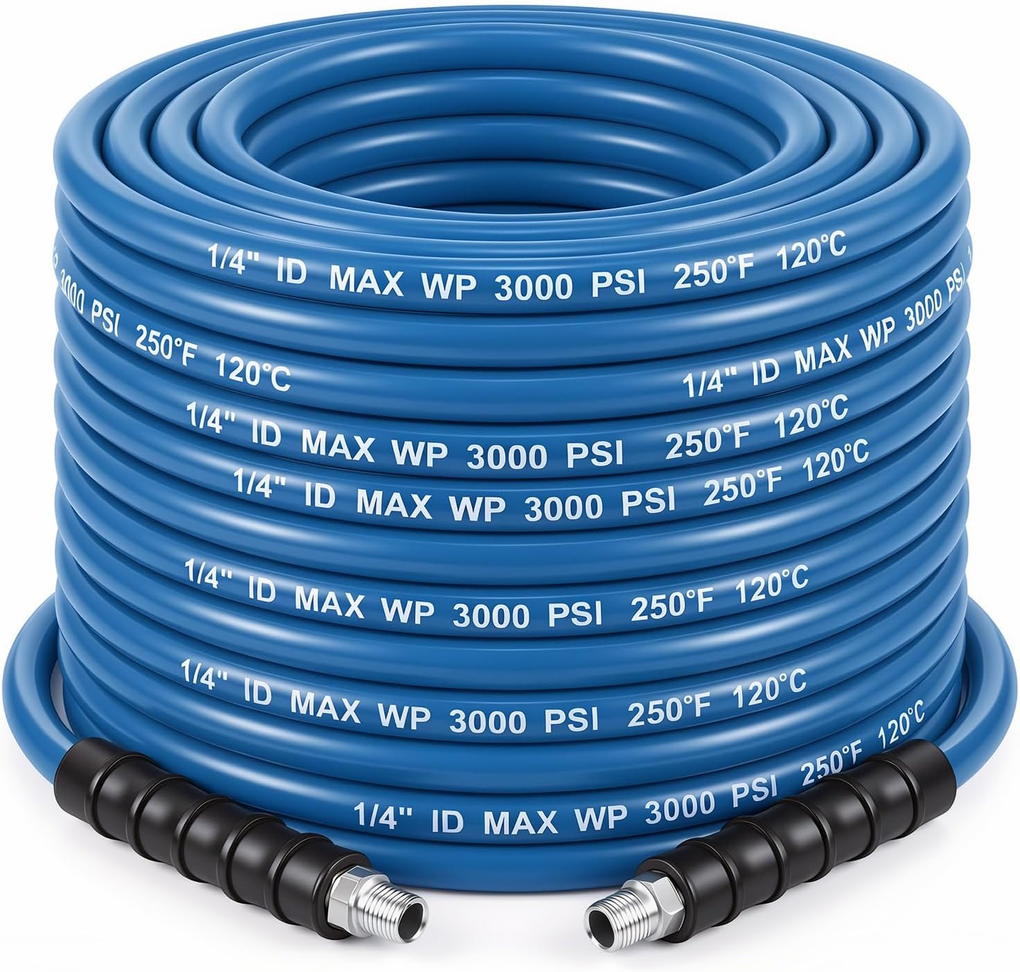 1/4"x150' 3000 PSI Heated Hose for Carpet Extractors, 250°F