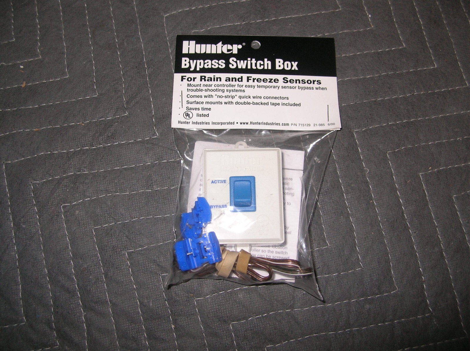 Hunter #715129 Bypass Switch Box For Rain & Freeze Sensors *NOS*