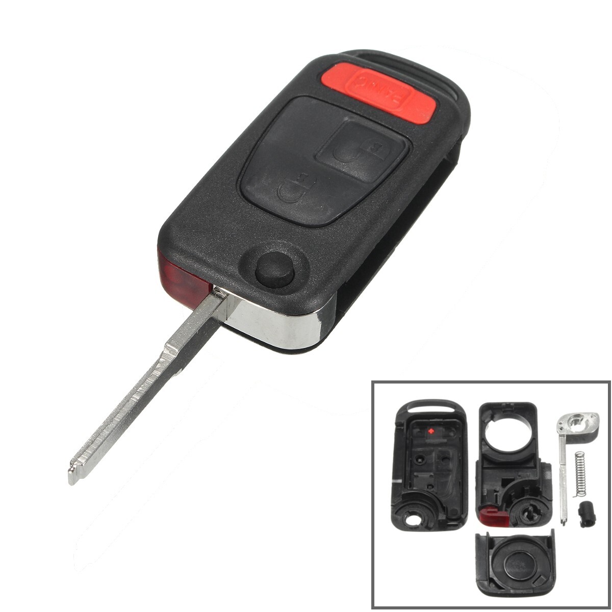 Flip Key Keyless Case Shell And Blade Black For 2004 -2008 Chrysler Crossfire