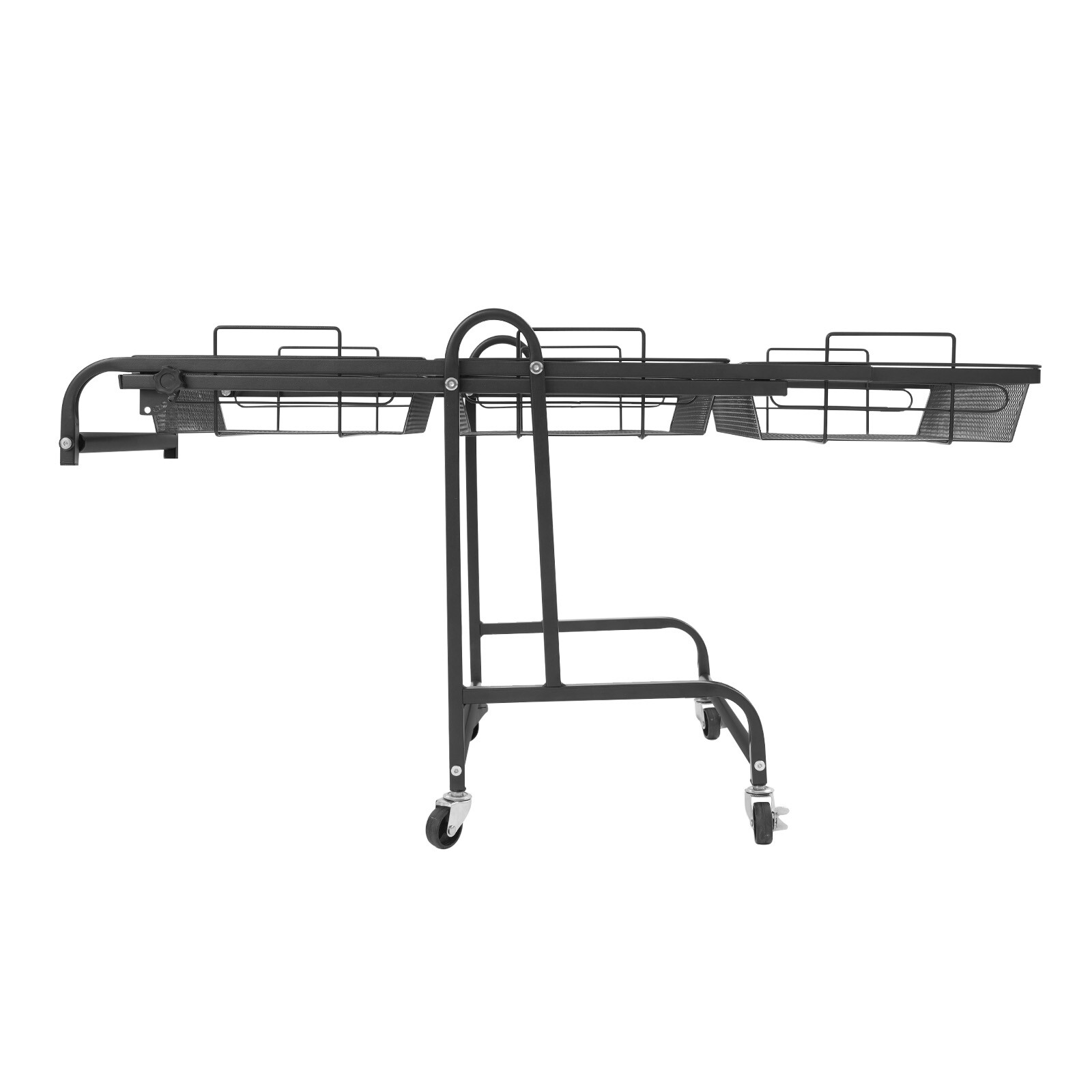 3-Tier Adjustable Metal Rolling Utility Cart, Multi-Functional Storage Cart