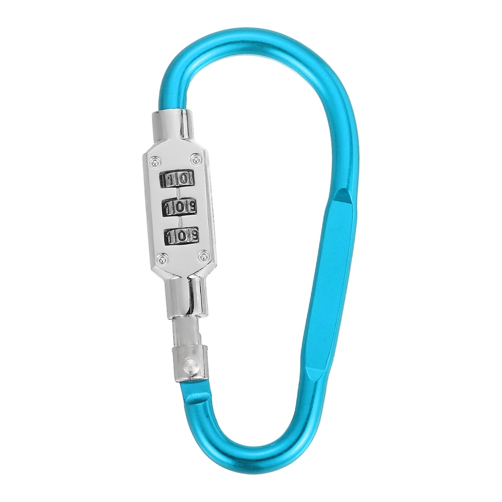 3.8" x 1.8" D-Shaped 3-Digit Code Combination Lock D-Ring Clip, Light Blue
