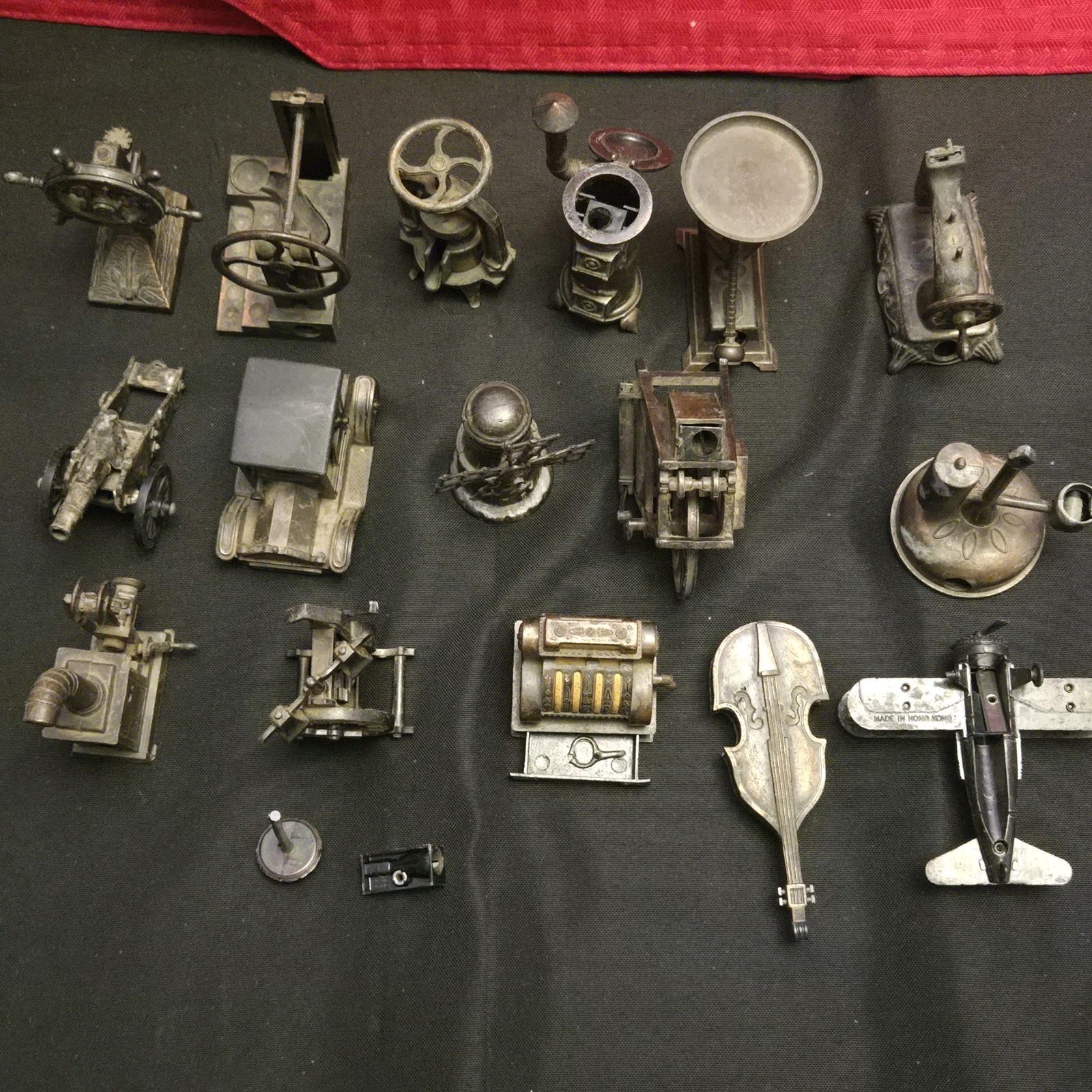 Mixed  Vintage Lot Of  Sharpeners Miniature Die Cast  Antique Brass