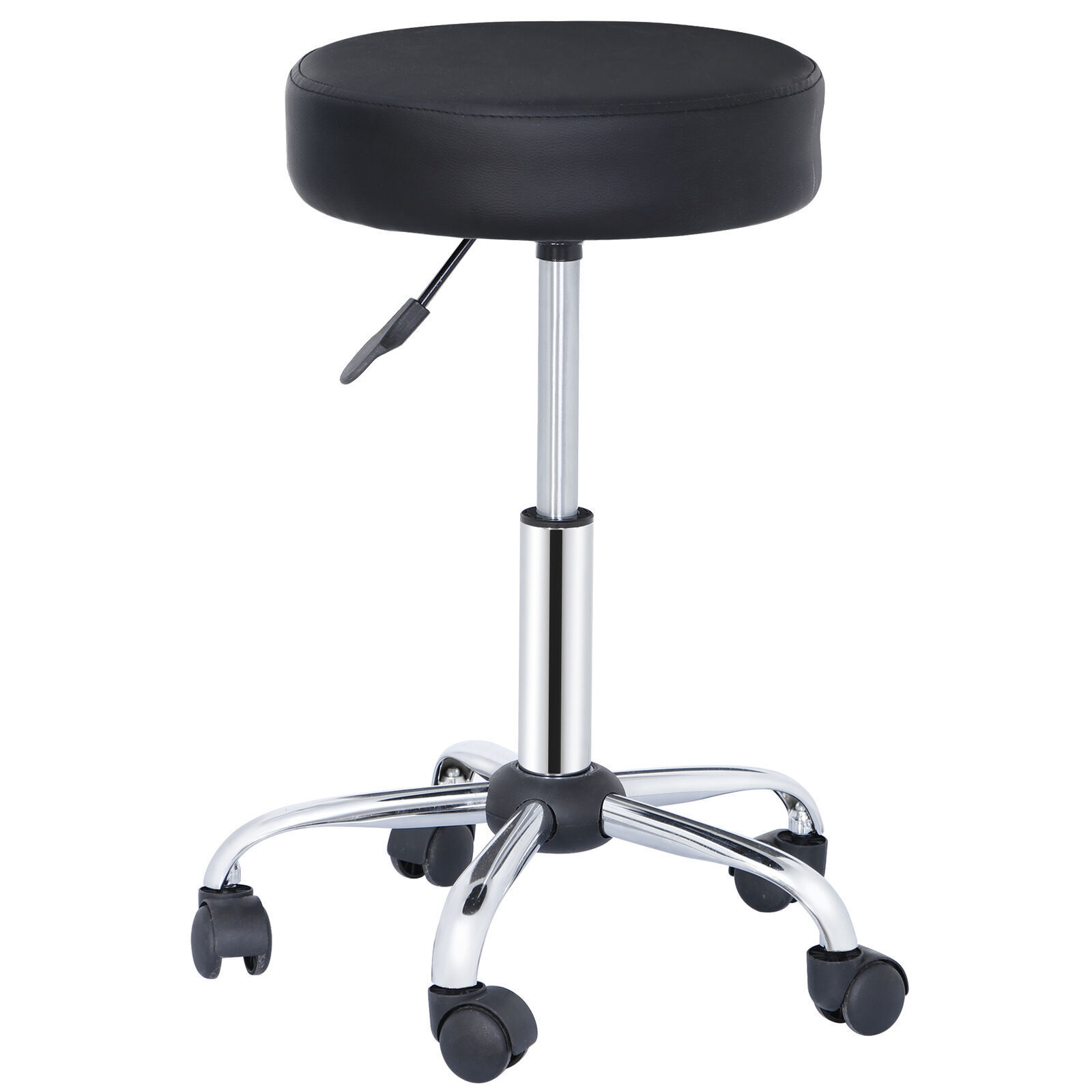 Adjustable Hydraulic Salon Spa Stool Backless 360 Rotation Metal Frame