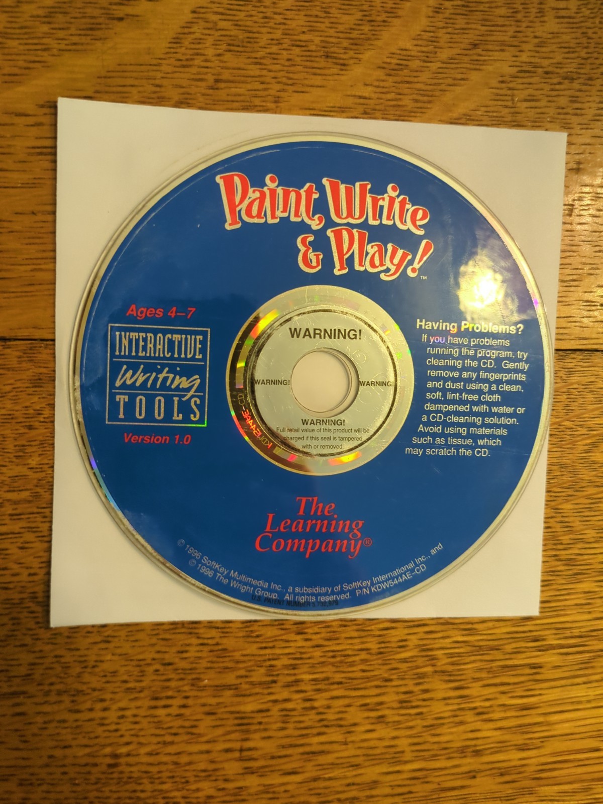 The Learning Company Paint Write and Play PC CD Rom Disc Only
