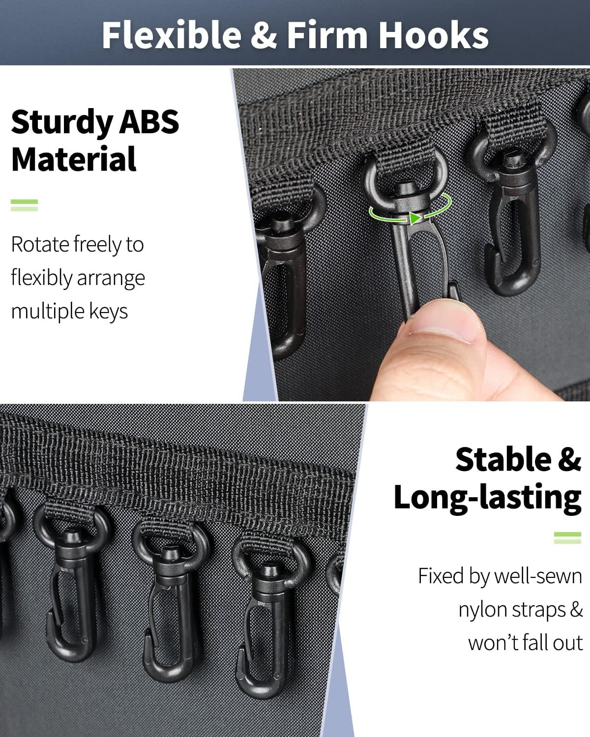 Zippered Key Case Organizer Waterproof and Fireproof Key Binder with 24 Hooks an