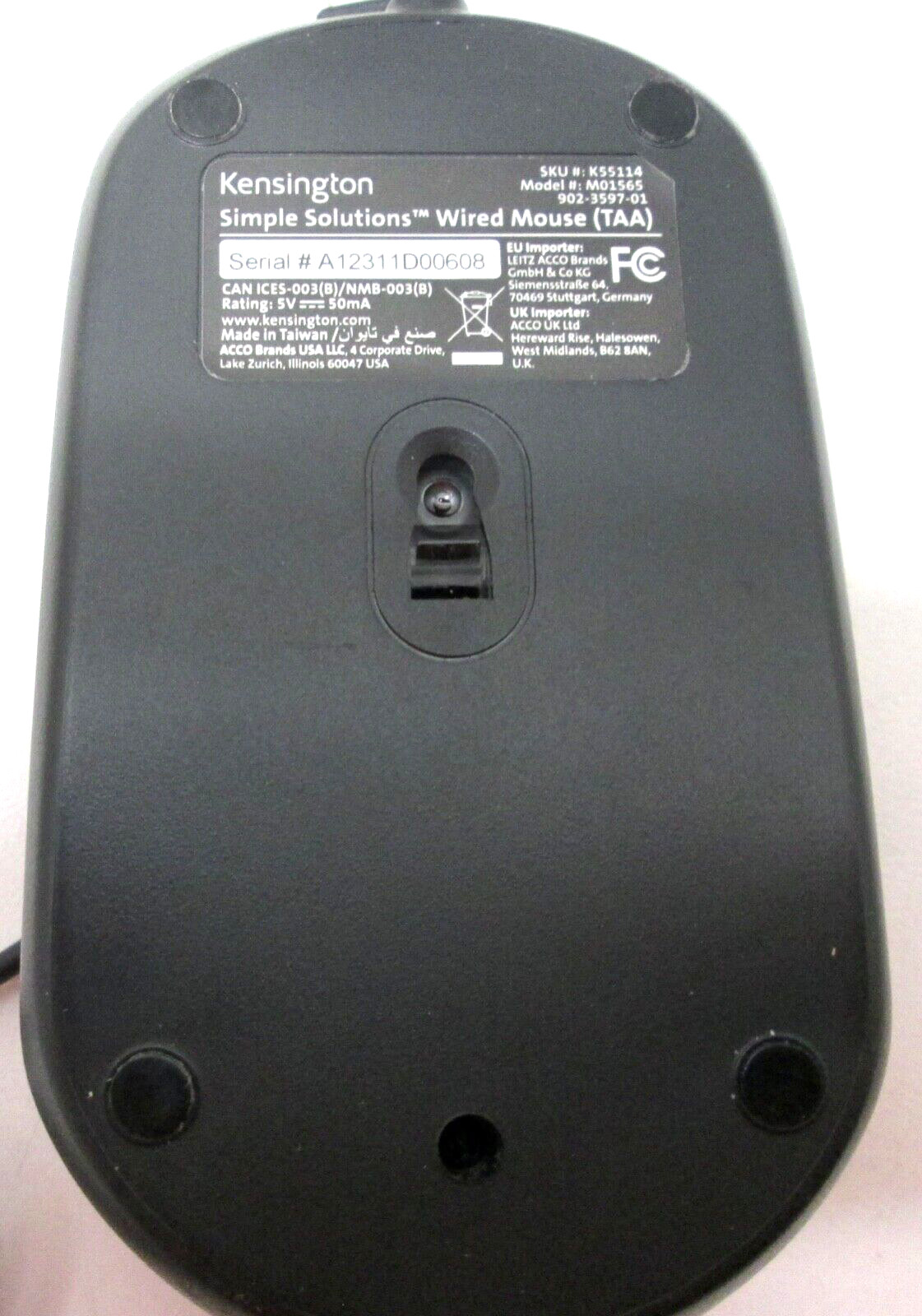 Kensington Simple Solutions 2 button USB Wired Mouse in Black