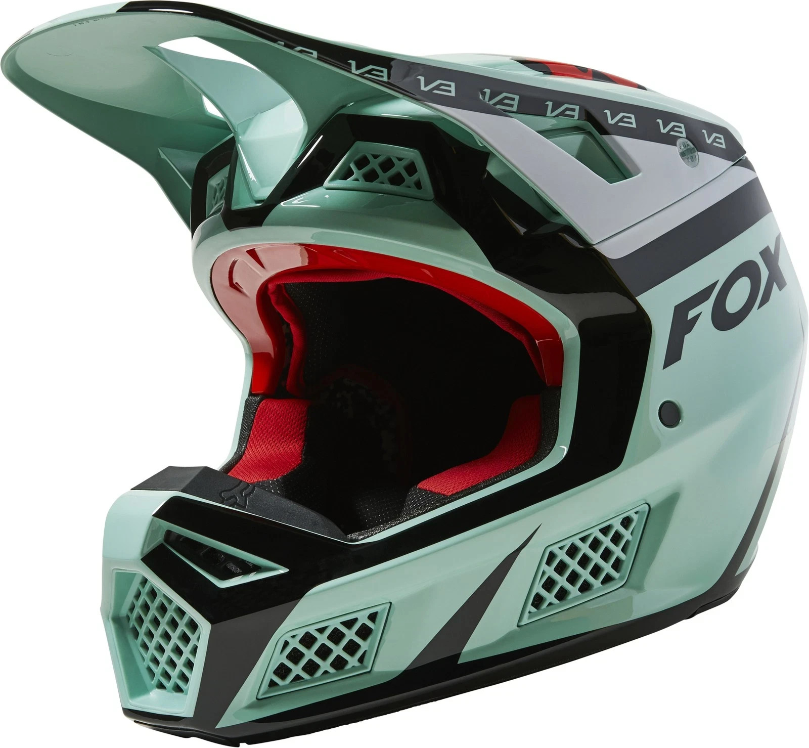 Fox Racing V3 RS DVIDE Helmet (Jade) X-Large