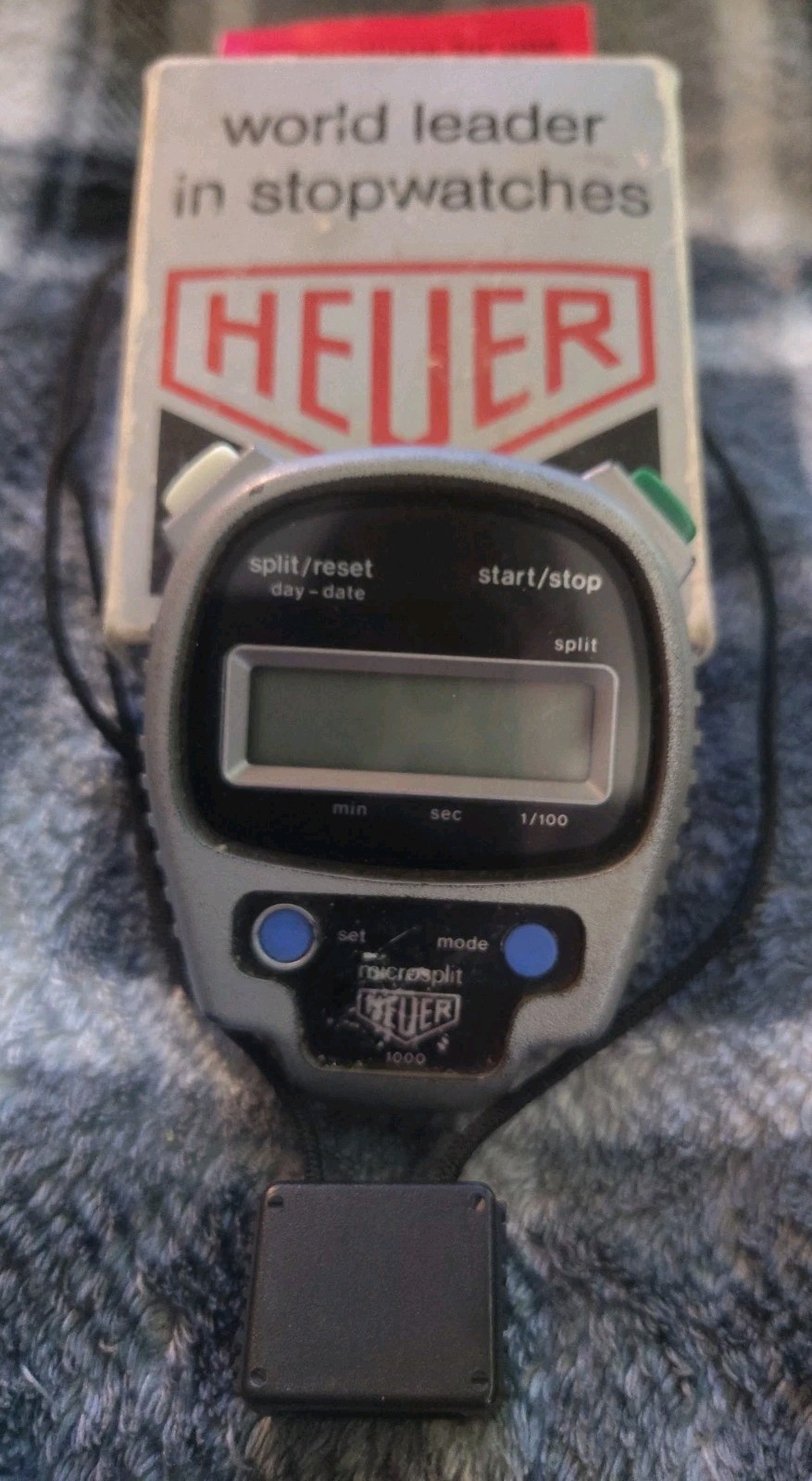 Vtg 1980’s TAG HEUER Stopwatch Model 1020 Microsplit Original Box New Battery