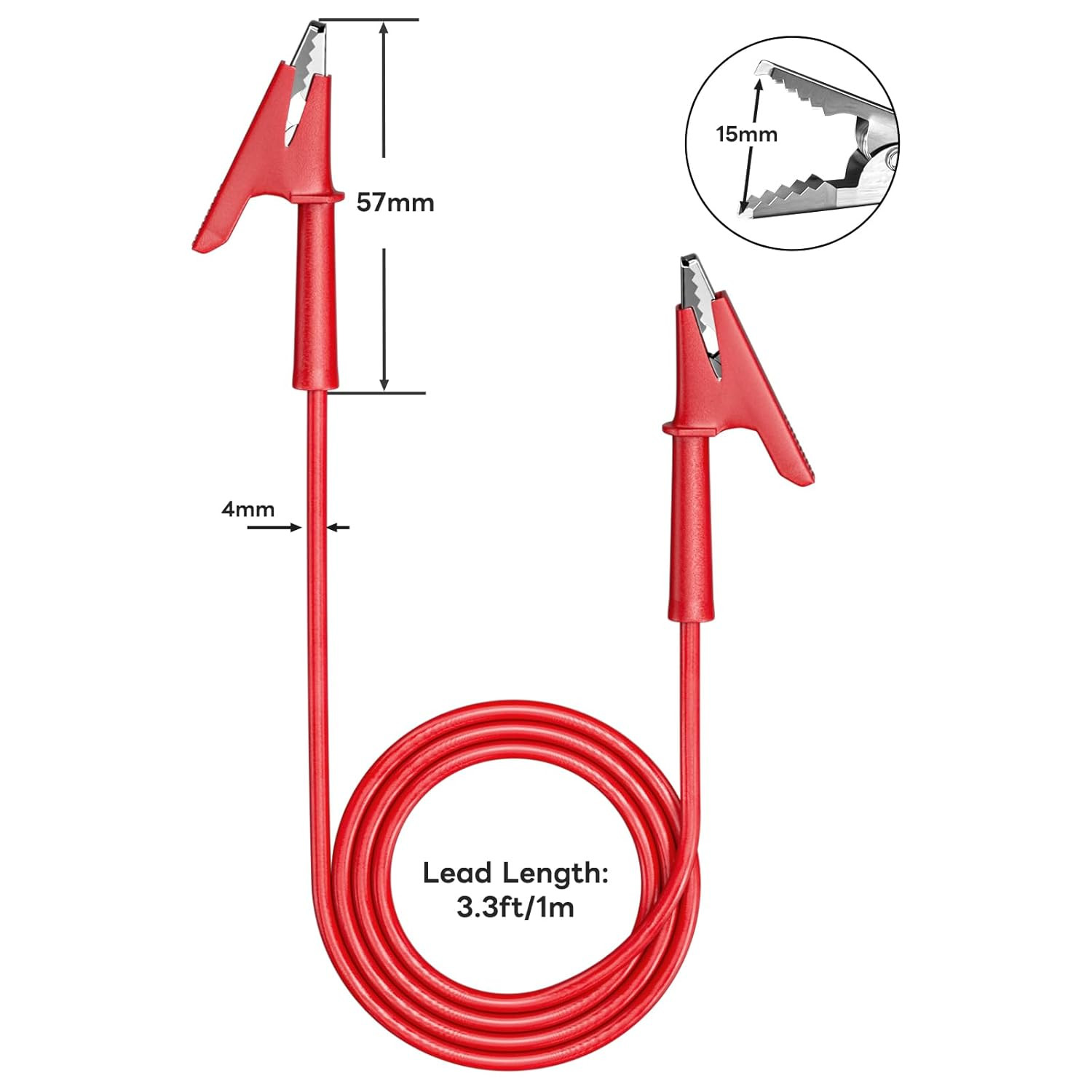 5PCS Alligator Clips Test Leads Dual Ended Crocodile Wire Cable with Insulators