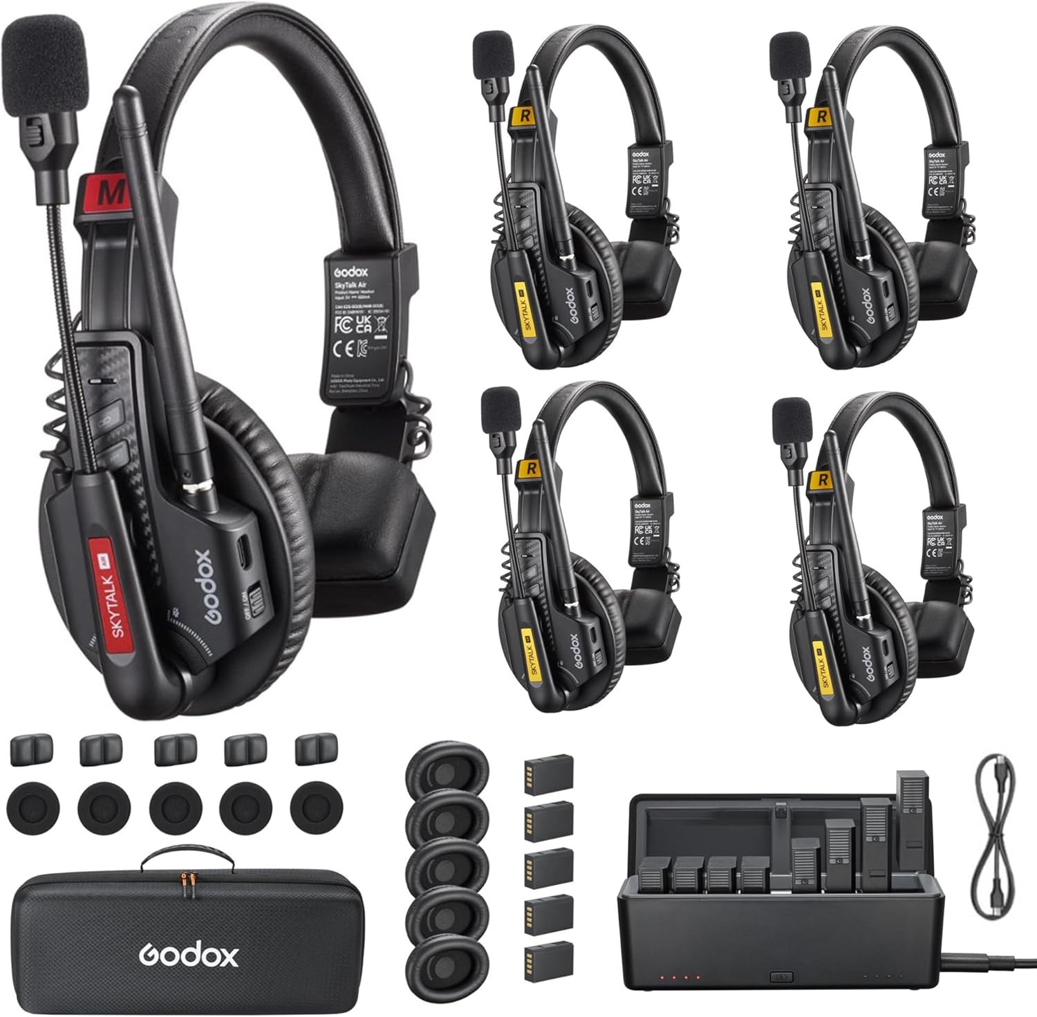 Godox SkyTalk Air 5S 2.4G Full-Duplex Wireless Intercom Headset System 5-Person