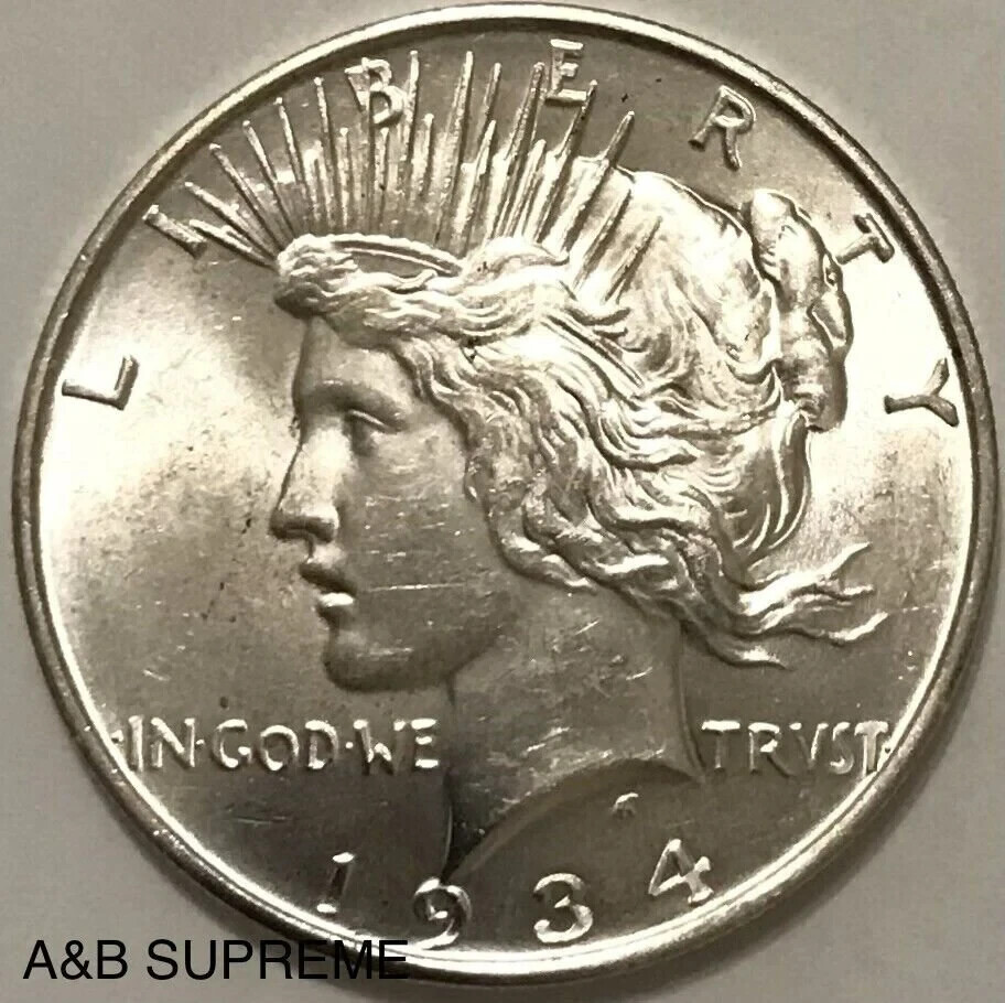 1934 D Peace Dollar From OBW Roll Estate Sale CHO-GEM BU Uncirculated 90% Silver