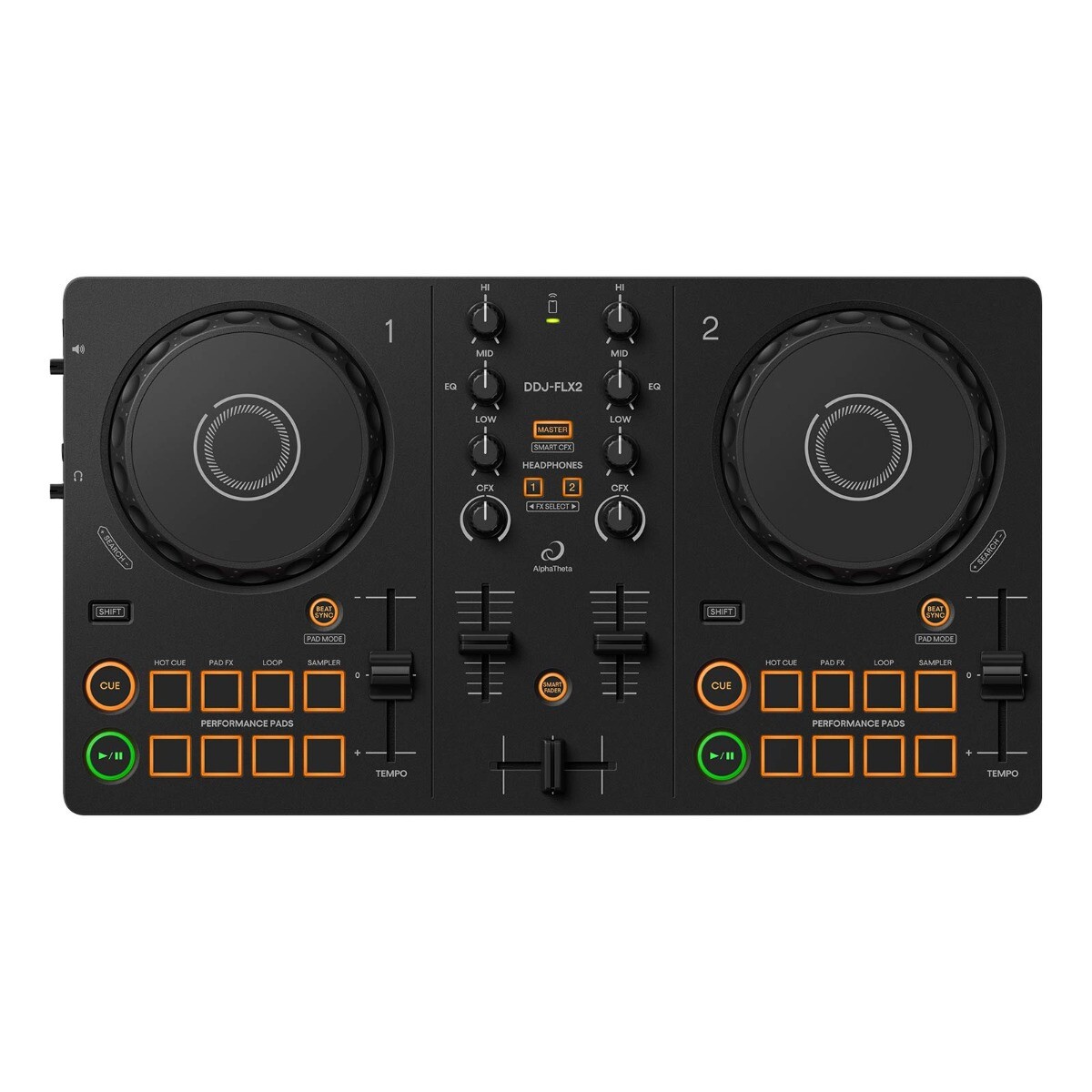 AlphaTheta DDJ-FLX2 Compact Beginner 2-Channel Serato DJ Controller, Headphones
