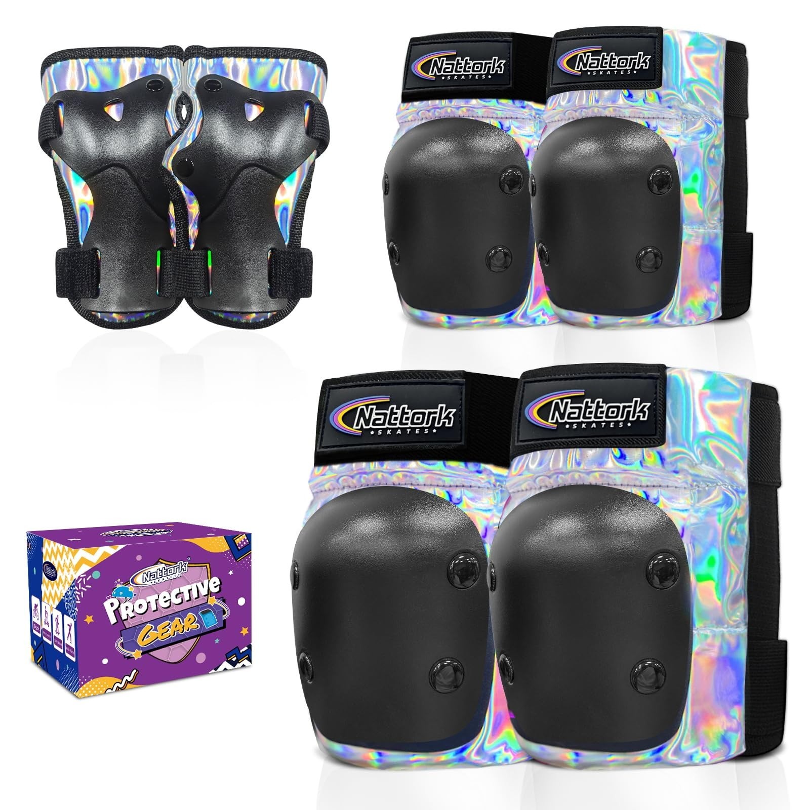 Knee Pads for Kids Youth Audlt，Knee and Elbow Pads with Wrist Guards 6 in