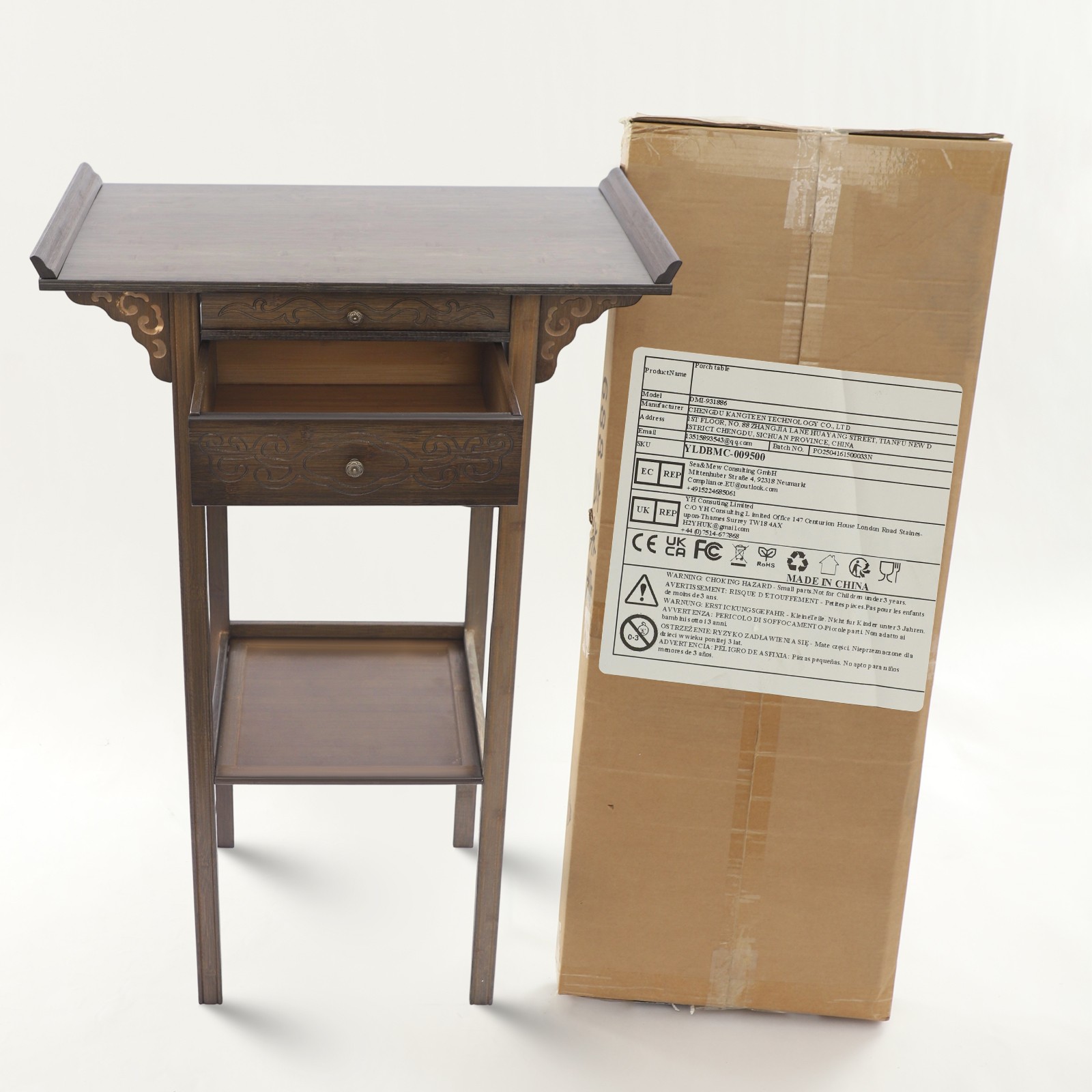 2 Tier Altar Table with Drawers, Altar Table with Storage, Meditation Table