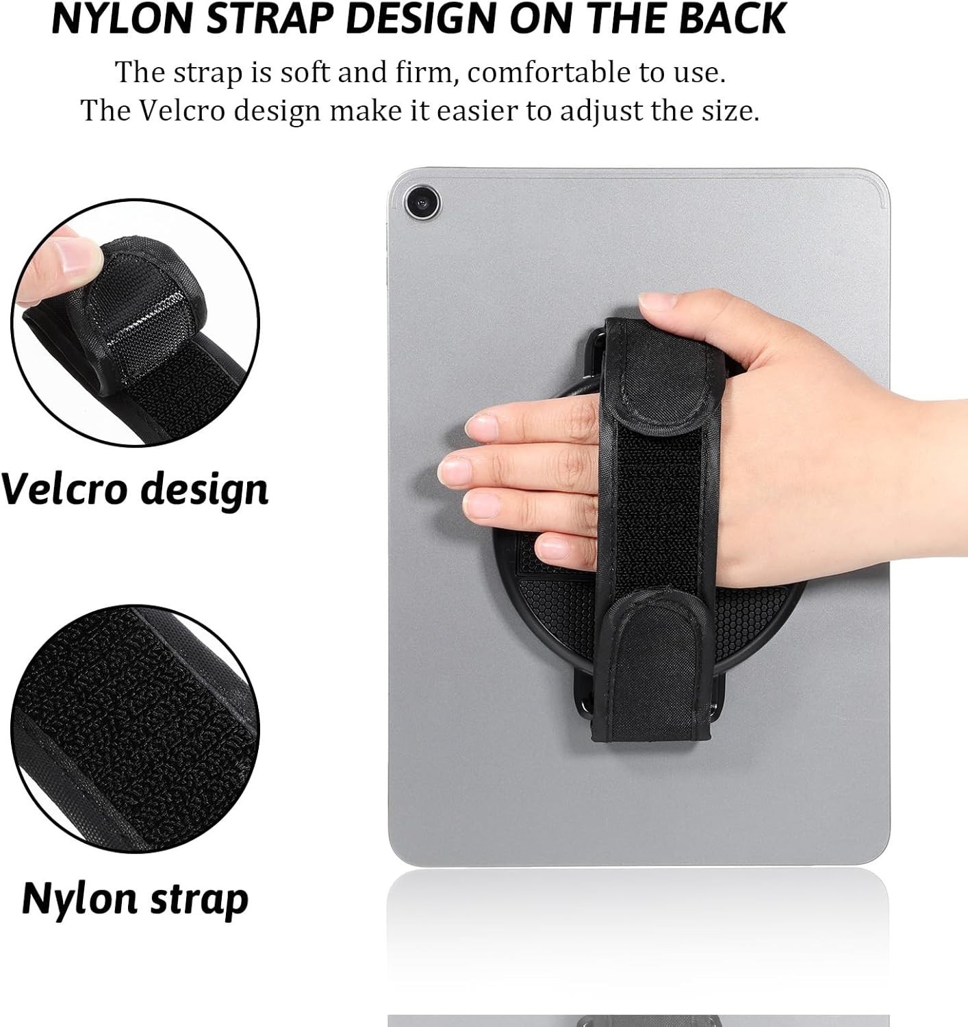 Multi-Angle Rotating Tablet Stand with Hand Loop for All 7-11 Inch Tablets