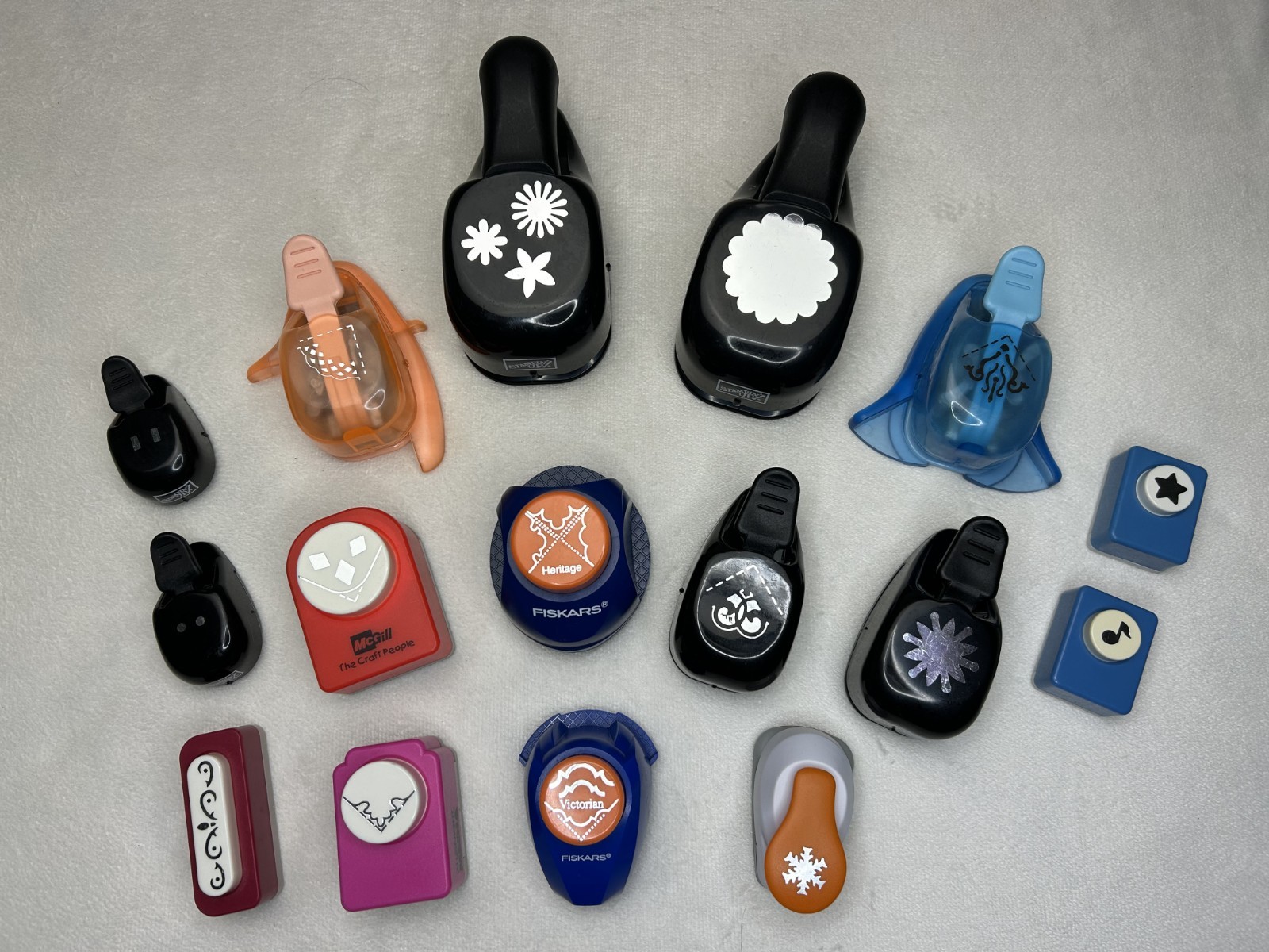Lot 16 Big to Small Paper Punches Various Styles & Makes