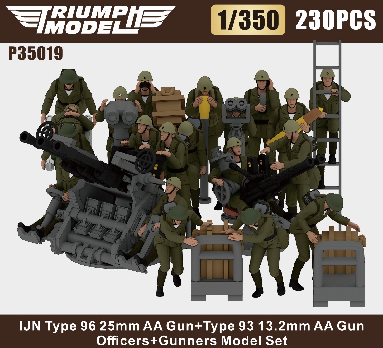 Triumph P35019 1/350 IJN Type 96 25mm AA Gun+Type 93 13.2mm AA Gun Officers