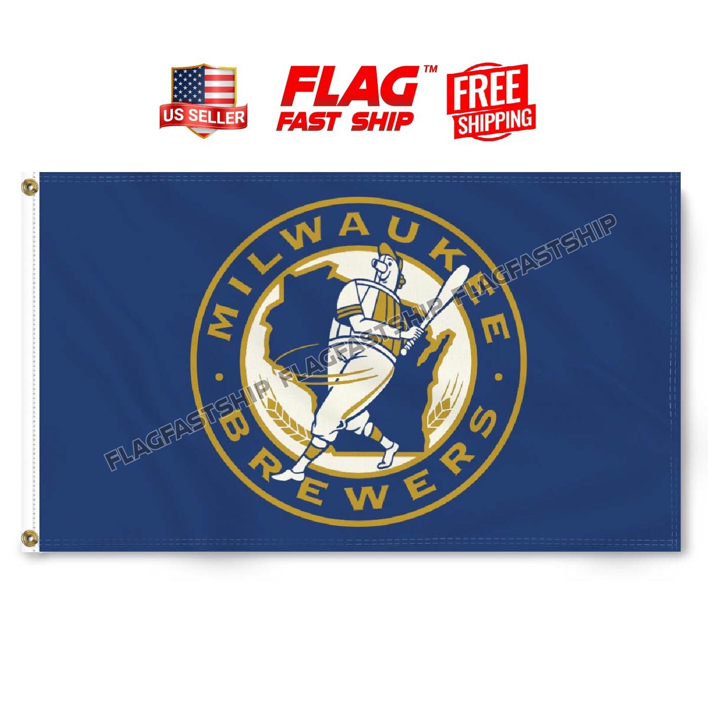 Milwaukee Brewers 3x5 ft Flag Banner MLB Retro Old School NEW FREE Shipping