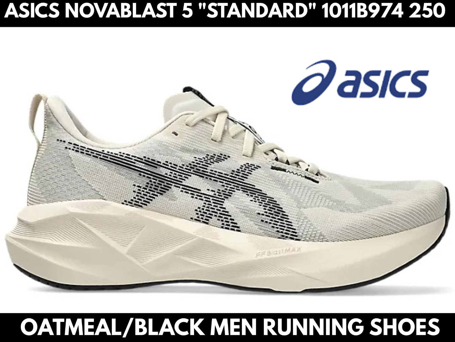 New ASICS NOVABLAST 5 "STANDARD" 1011B974 250 Oatmeal/Black Men Running Shoes