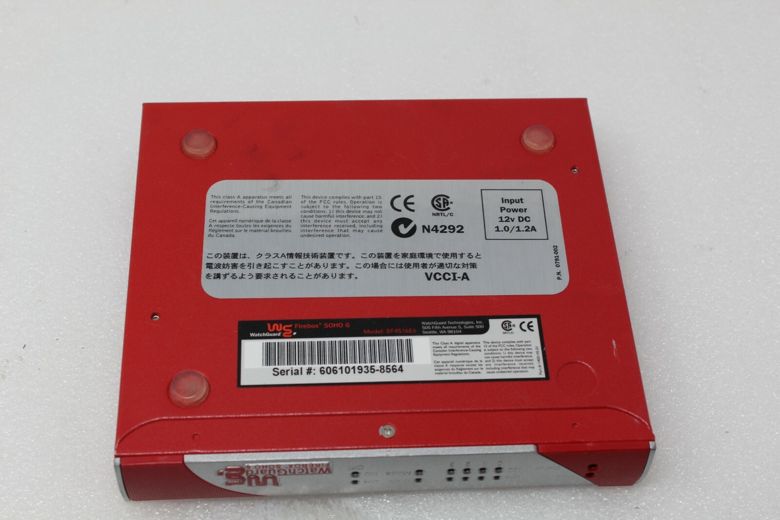 Watchguard BF4S16E6 Firebox Soho Firewall Appliance / No Adapter