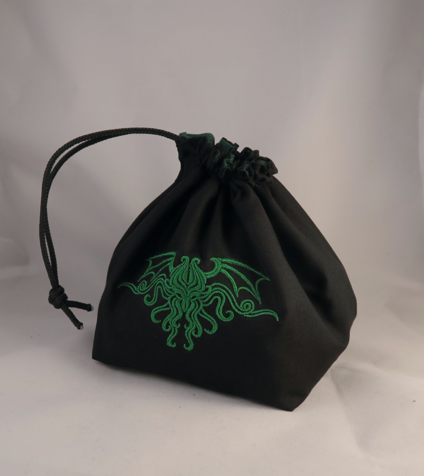 Dice Bag, Green Cthulhu Drawstring Pouch for Arkham Horror D&D Table Board Games