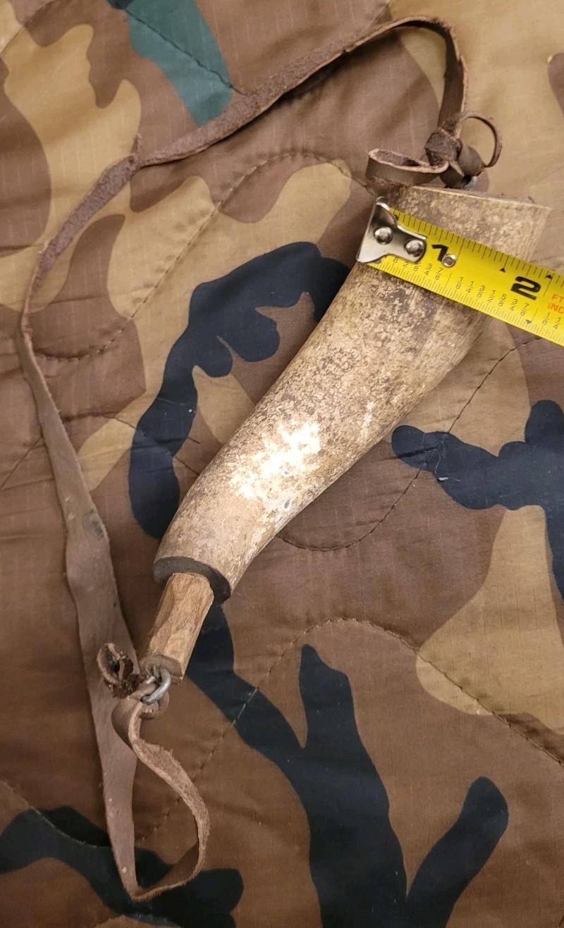 Vintage Muzzleloader Black Powder Powder Horn Leather Strap