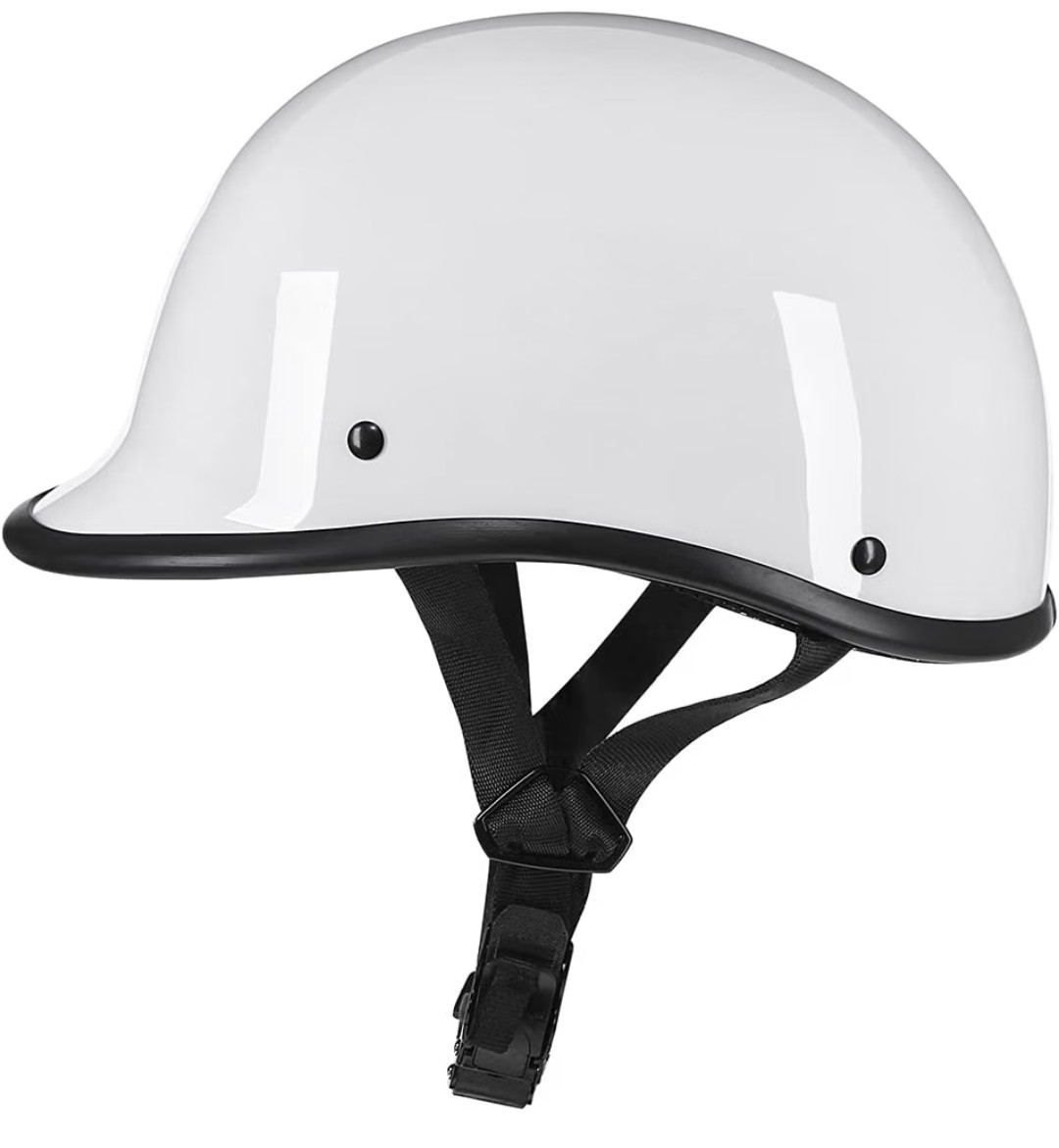 Half Cap Vintage Shell Open Face Motorcycle Helmet - DOT Approved White Size XL
