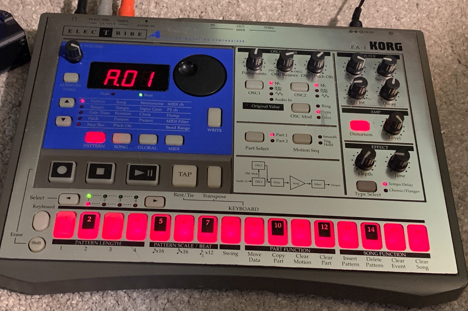 Vintage KORG ELECTRIBE EA-1 - 2 Part Analog Synthesizer Sequencer & Power Supply