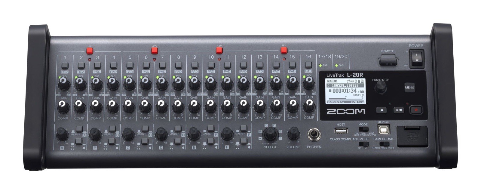 Zoom LiveTrak L-20R 20-Channel Digital Mixer-Recorder for Stage Use