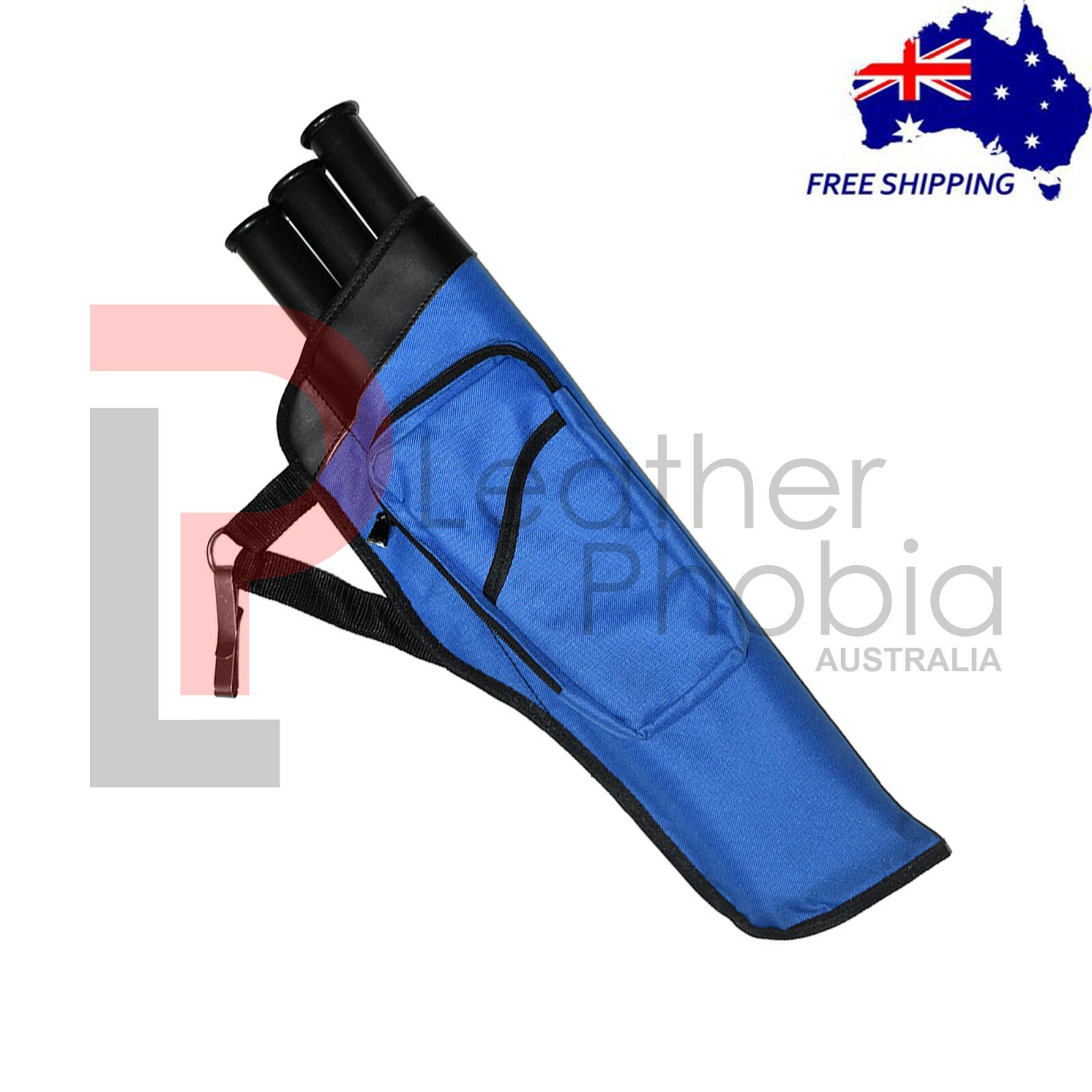 Leather Phobia Blue Cardura Bag 3 Tube Hip Arrow Holder Pocket TraditionalQuiver