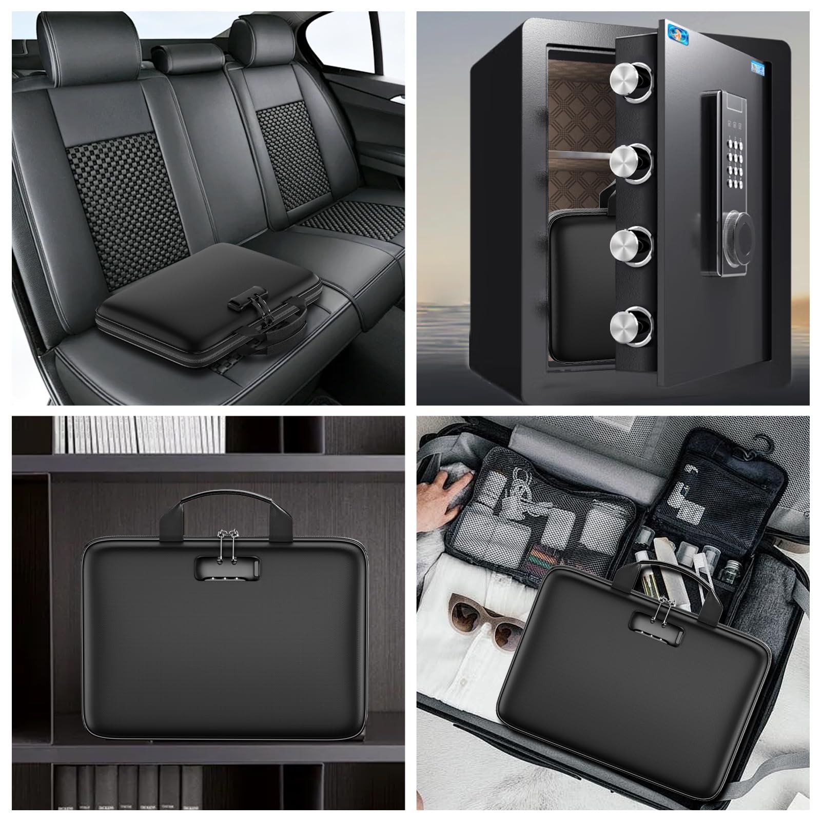 Fireproof File Organizer with Lock, Hard-Shell Case Fireproof Document Box wi...
