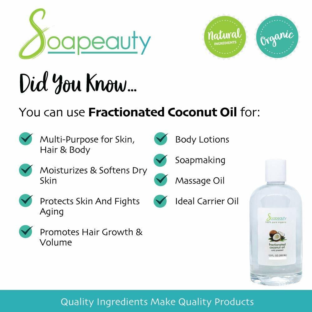 FRACTIONATED COCONUT OIL COLD PRESSED NATURAL 100% PURE PREMIUM 8 OZ