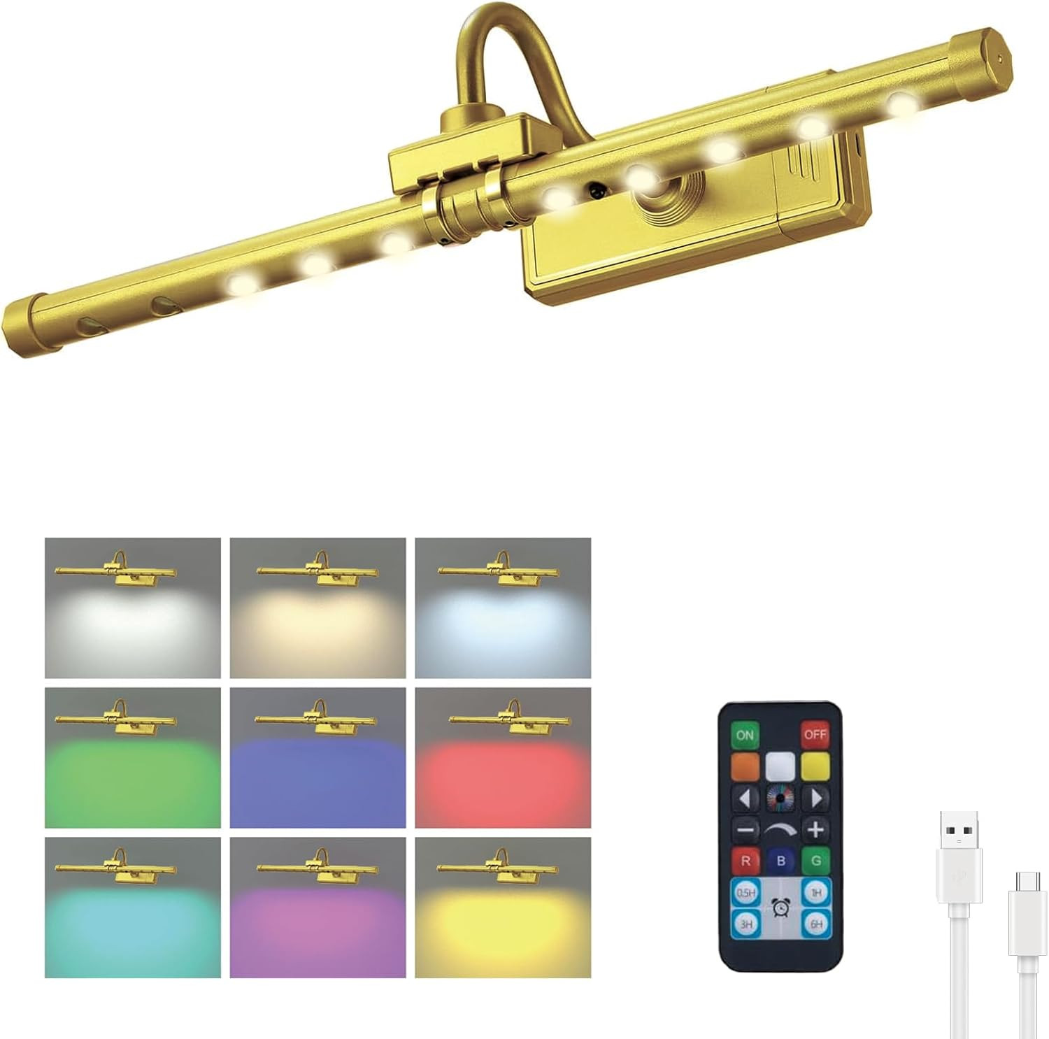 Wireless Picture Light, Remote Control Picture Light with Dimmable, 16" Timer Pr