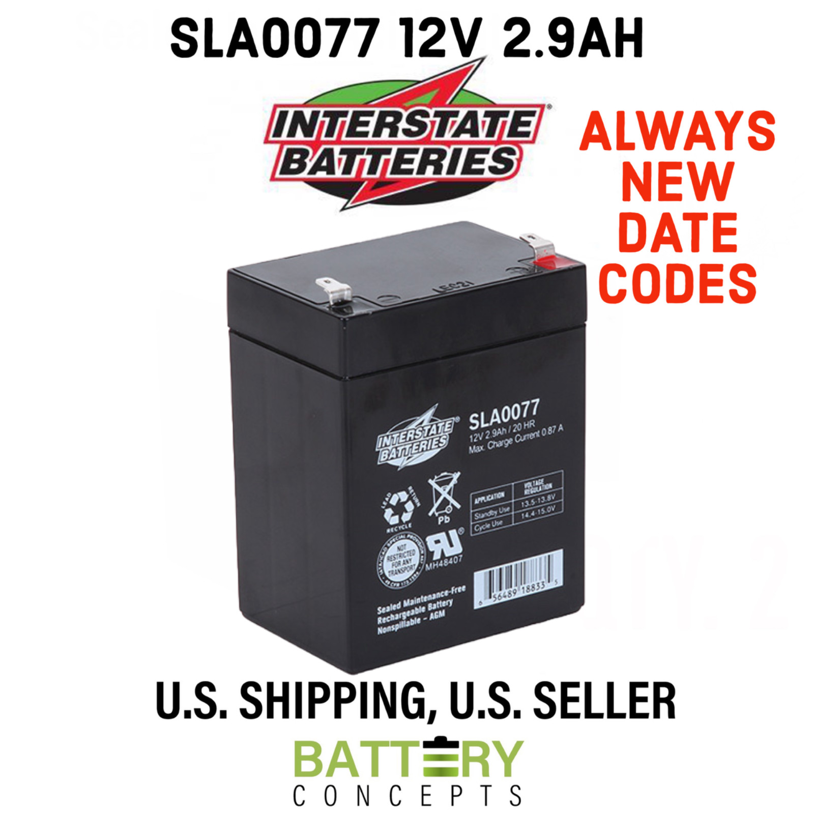 Consent GS12V2.8AH 12V 2.9Ah F1 Replacement Battery