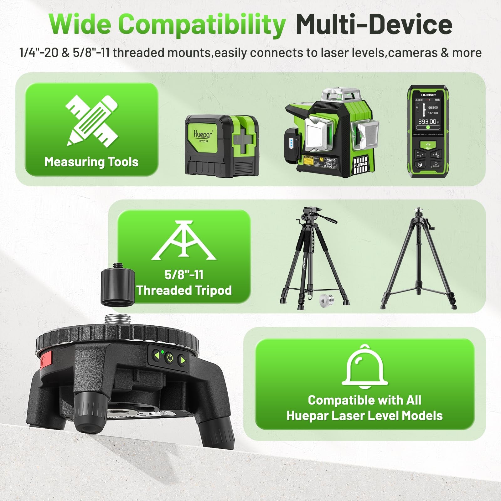 Electric Rotating Base for Laser Level – Remote Control, Dual-Speed 0.088°/s ...