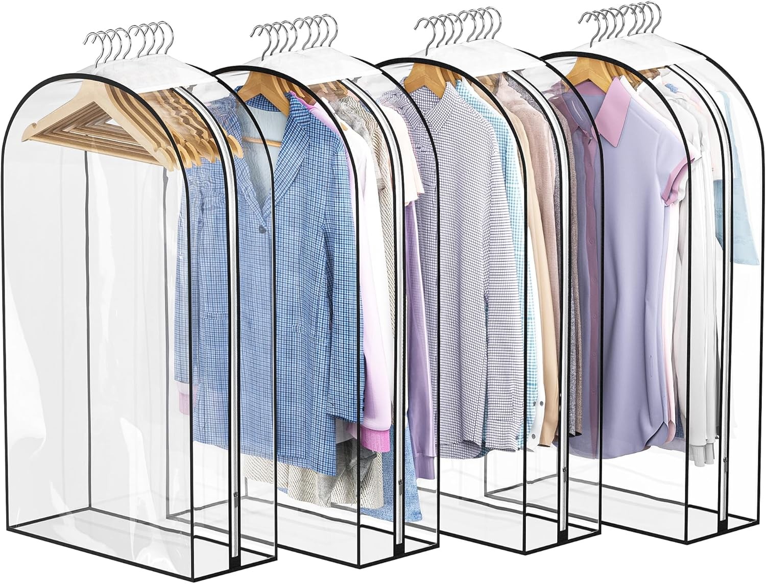 Clear Garment Bags Hanging Clothes 10” Gusseted Suit Bags Closet Storage Hanging