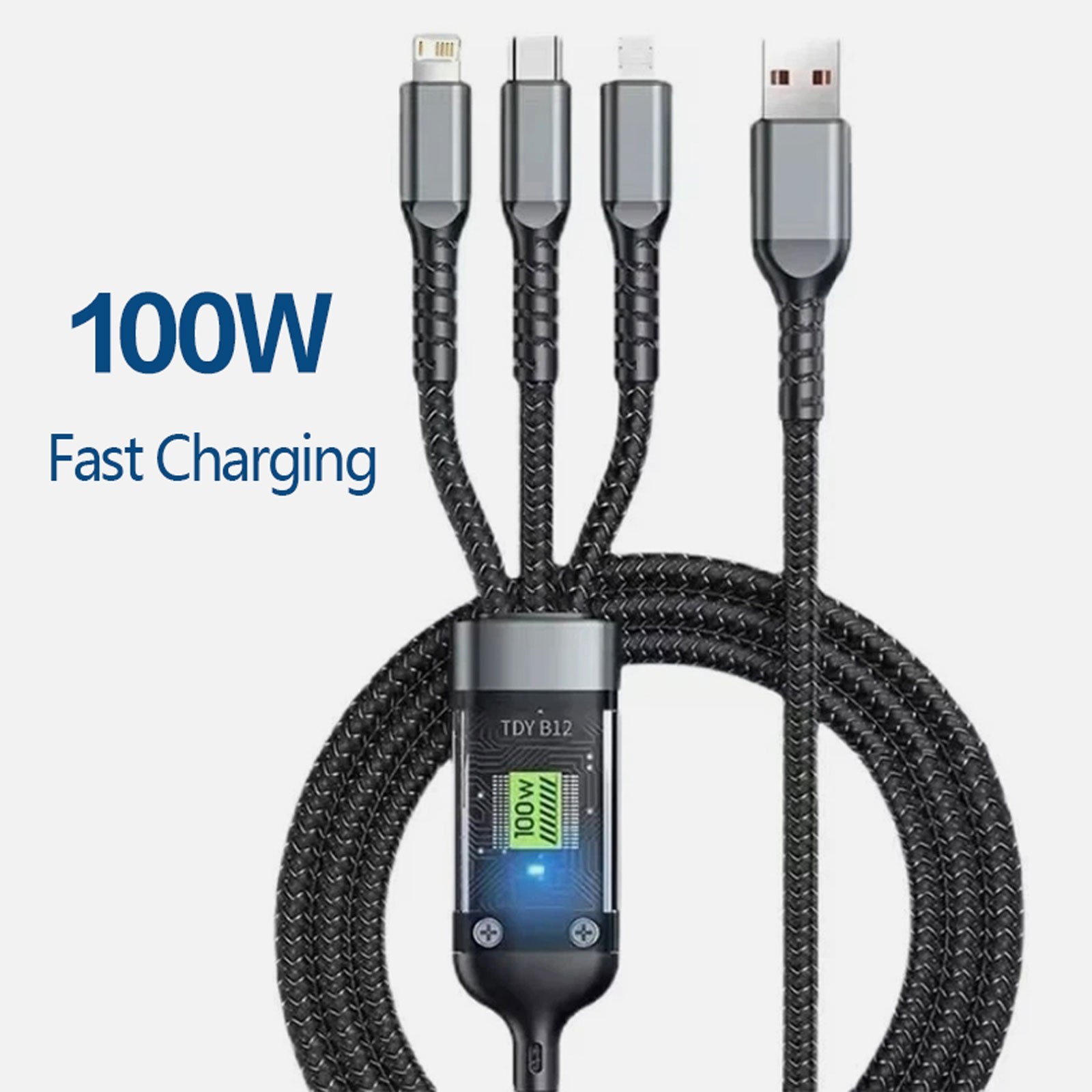 3 in 1 Fast Charging Cable - Cell Phone Charger Cord For iPhone/Type C/Micro USB
