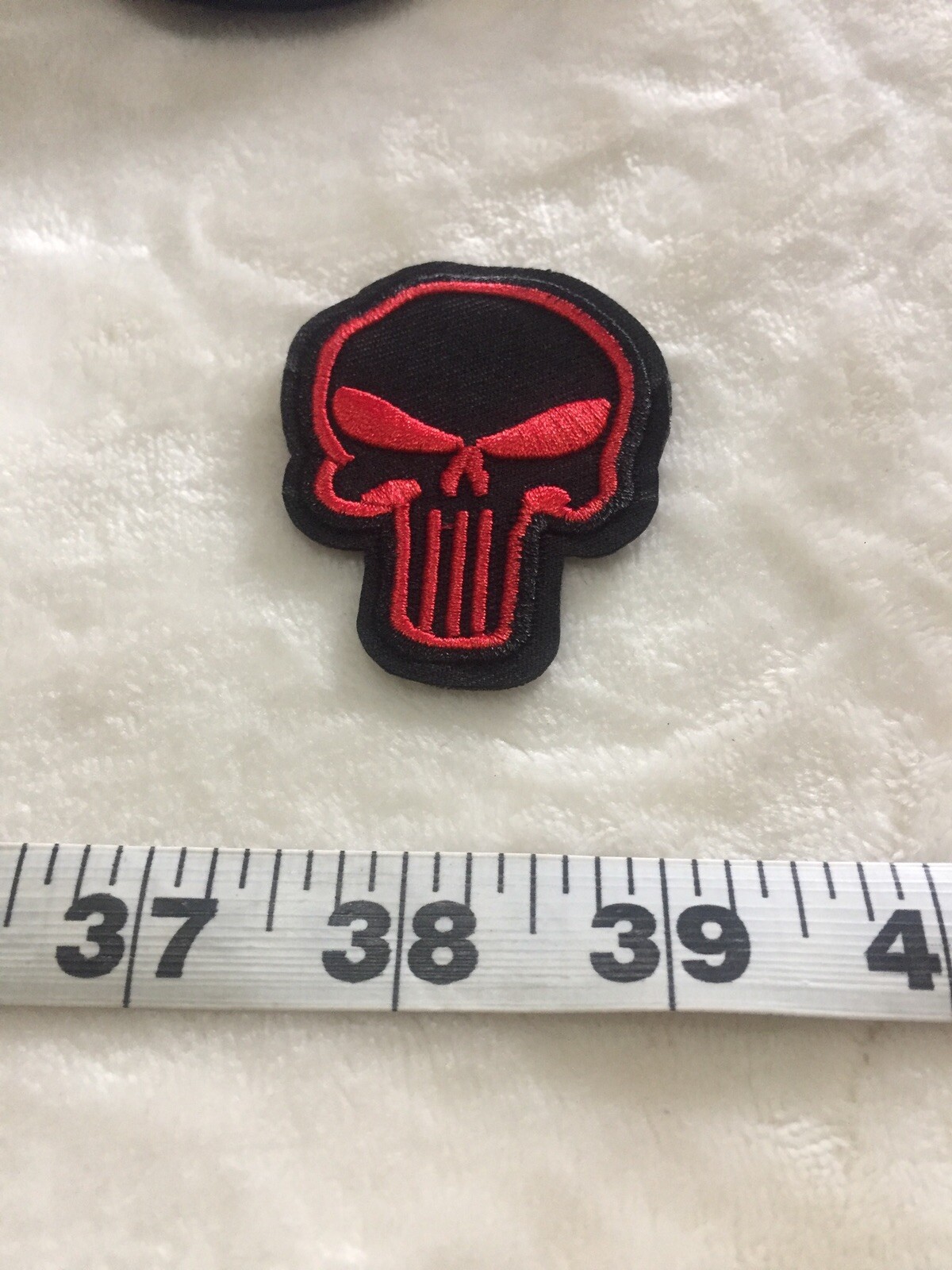 Punisher Skull Black And Red Embroidered Iron On Patch New