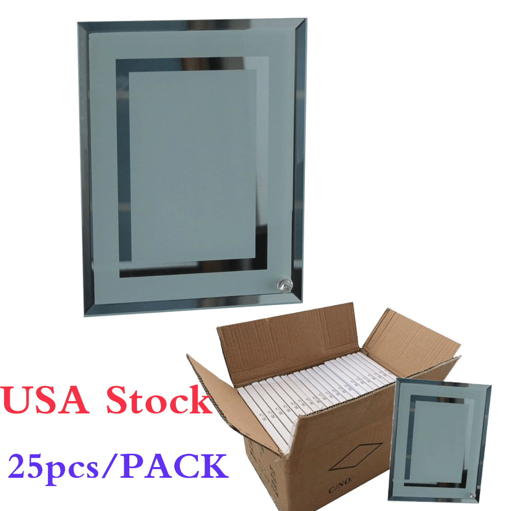 USA Stock! 25pcs 9"x7" Sublimation Blank Glass Photo Frame Double Mirror Border