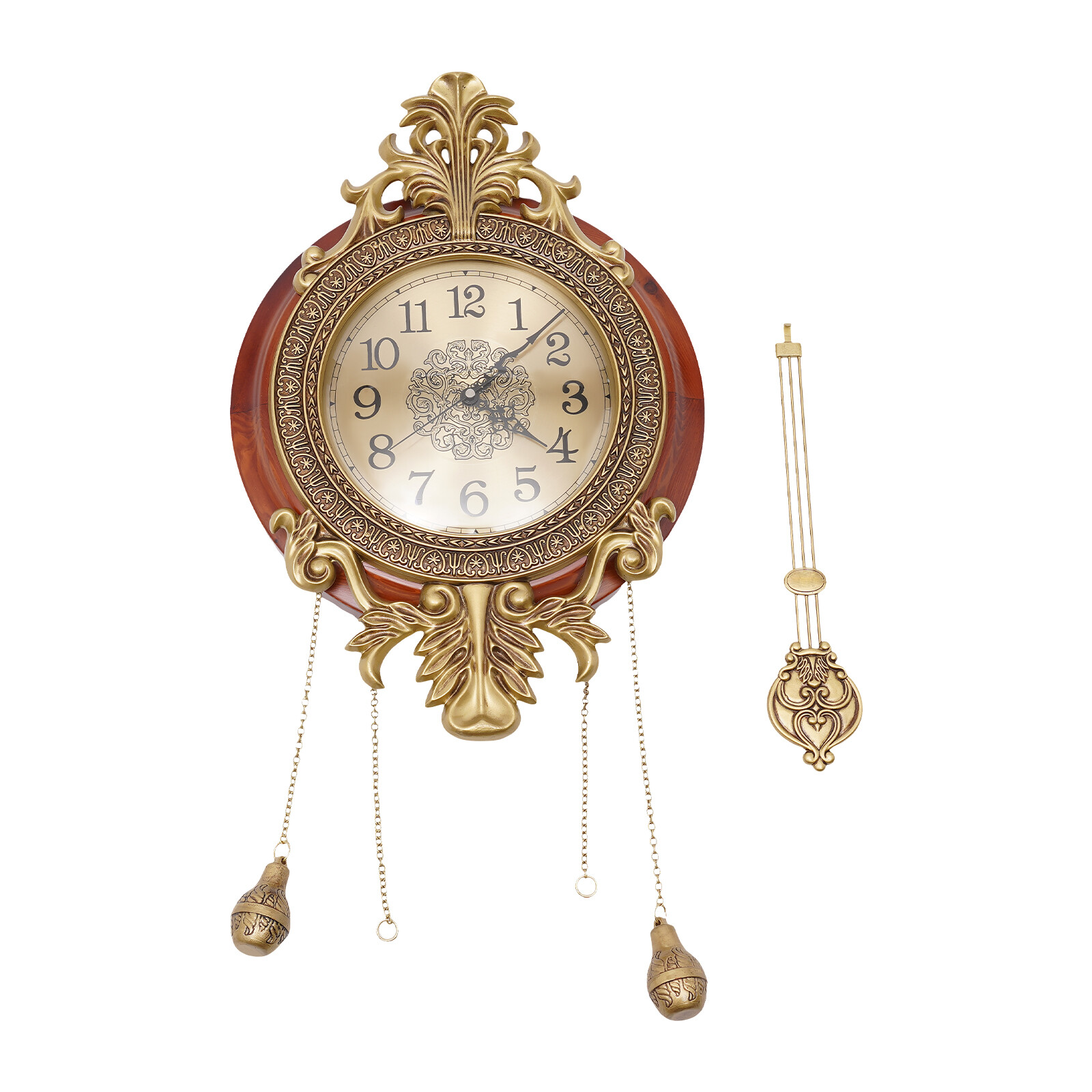 Retro Pendulum Wall Clock Indoor Vintage Silent Clock With Swinging Pendulum