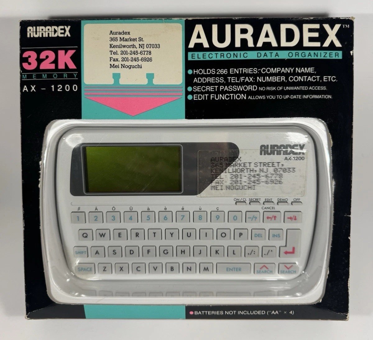 Vintage Auradex AX-1200 Electronic Data Organizer PDA 1989 - Brand New