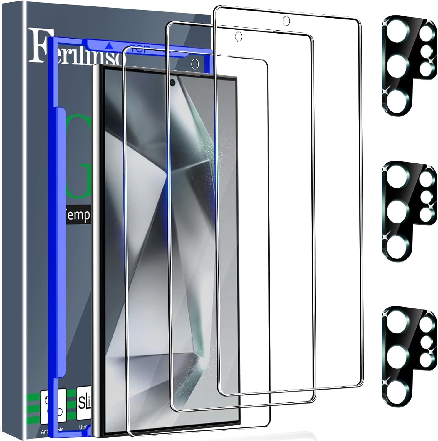 For Samsung Galaxy S24 Ultra Tempered Glass Screen and Camera Lens Protector 3+3