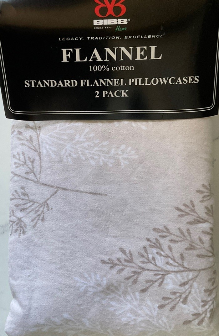 BIBB Home Standard Flannel Pillowcases Set OF 2 BEIGE TREE/BRANCHES  20x30” New