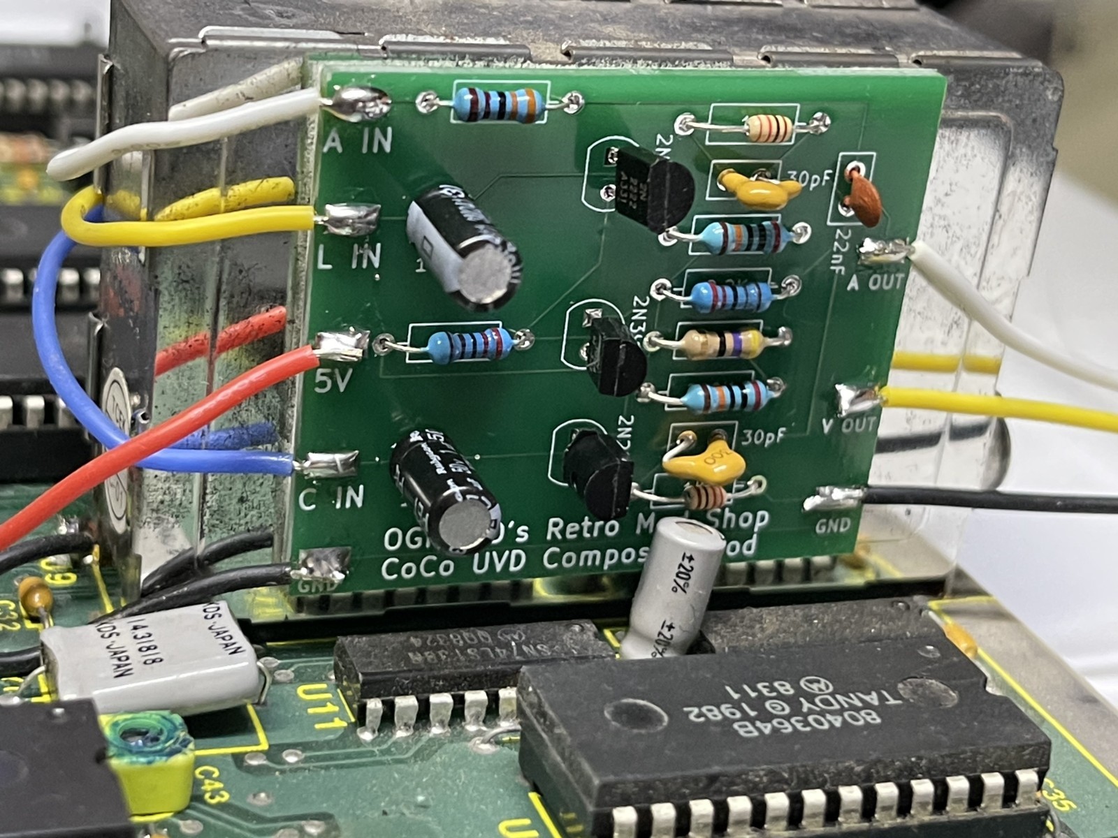 Universal Video Driver (UVD) Tandy Coco Color Computer Composite Video Audio PCB