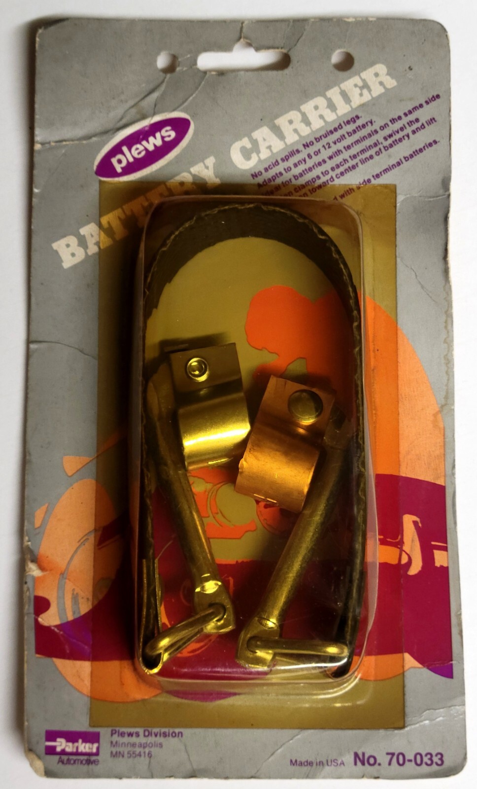 Top Post Battery Carrier Strap 6 or 12  Volt Parker Plews 70-033 USA NOS NIP